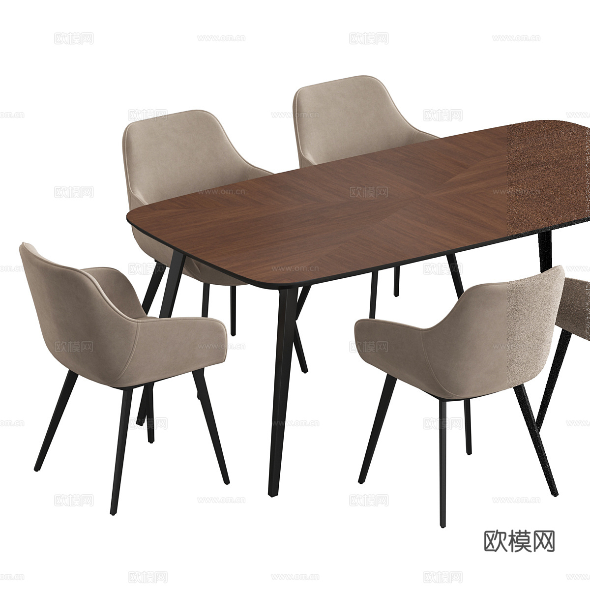 现代意式餐桌椅组合3d模型
