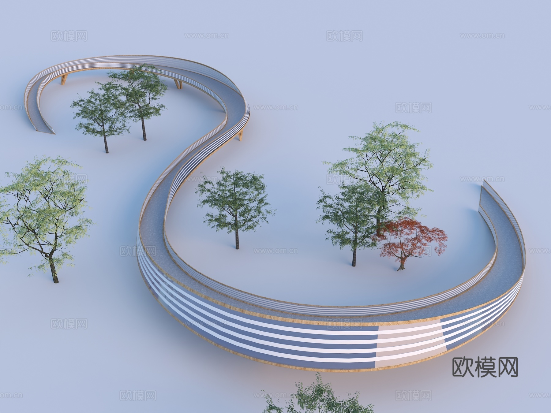 现代人行天桥 栈桥 人行景观桥 公园景区天桥3d模型