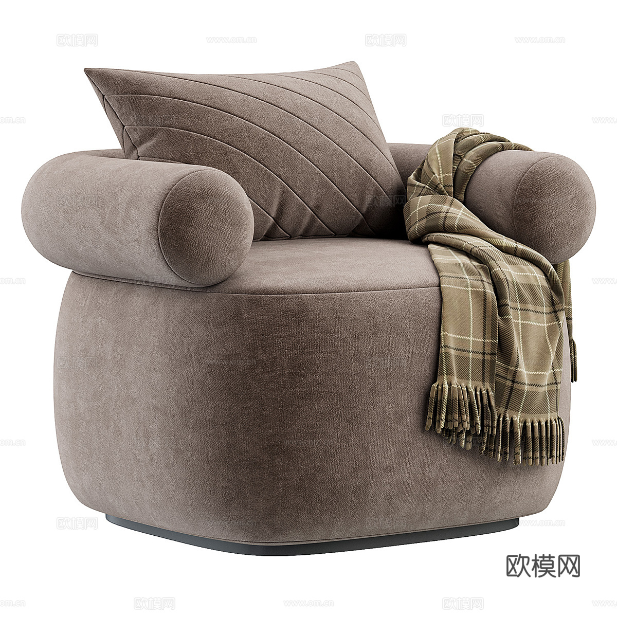 现代奶油风布艺沙发椅3d模型