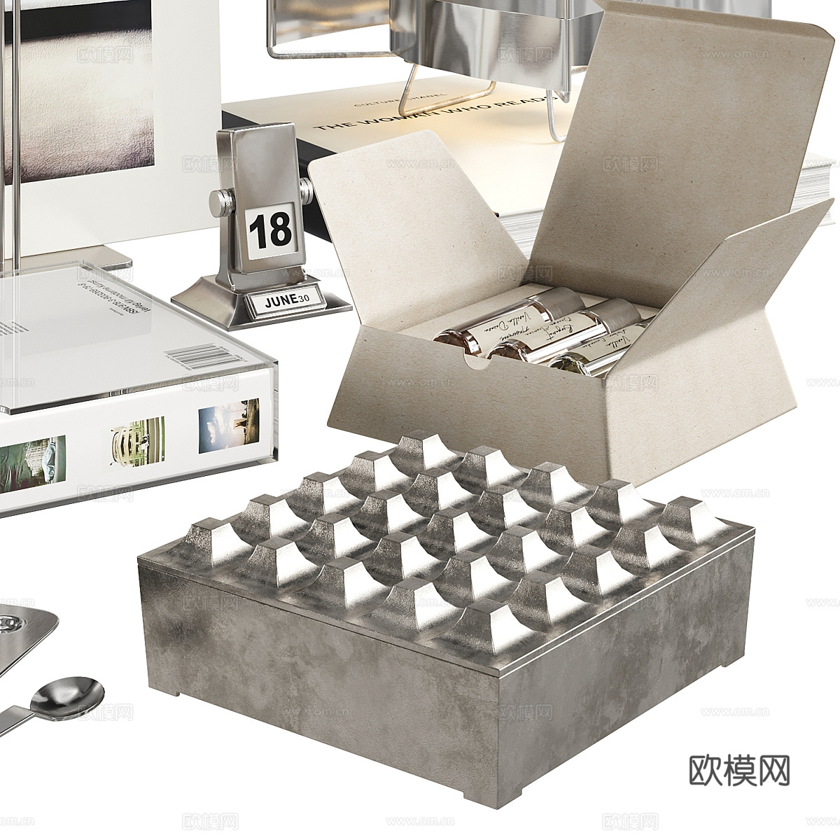 现代书籍饰品摆件组合3d模型