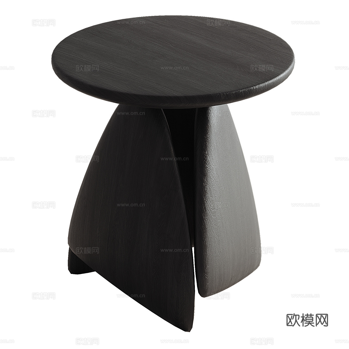 现代侘寂黑色实木边几3d模型