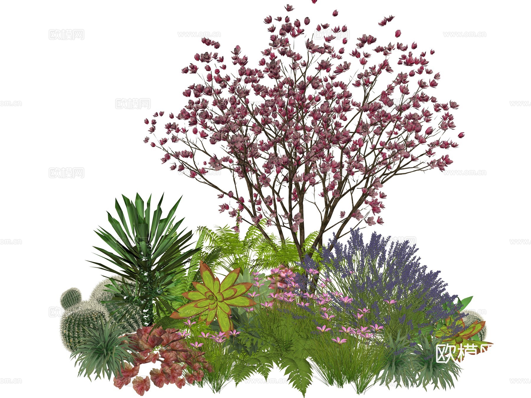 庭院景观植物组合 植物堆 公园景观植物组合 花卉草花植物su模型