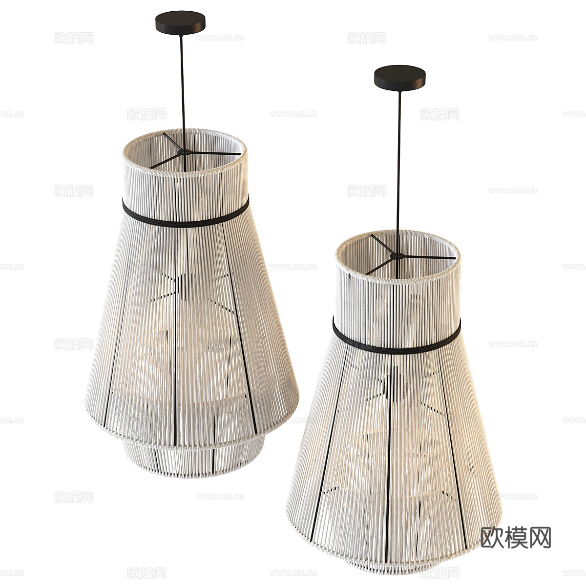 新中式侘寂藤编装饰吊灯3d模型