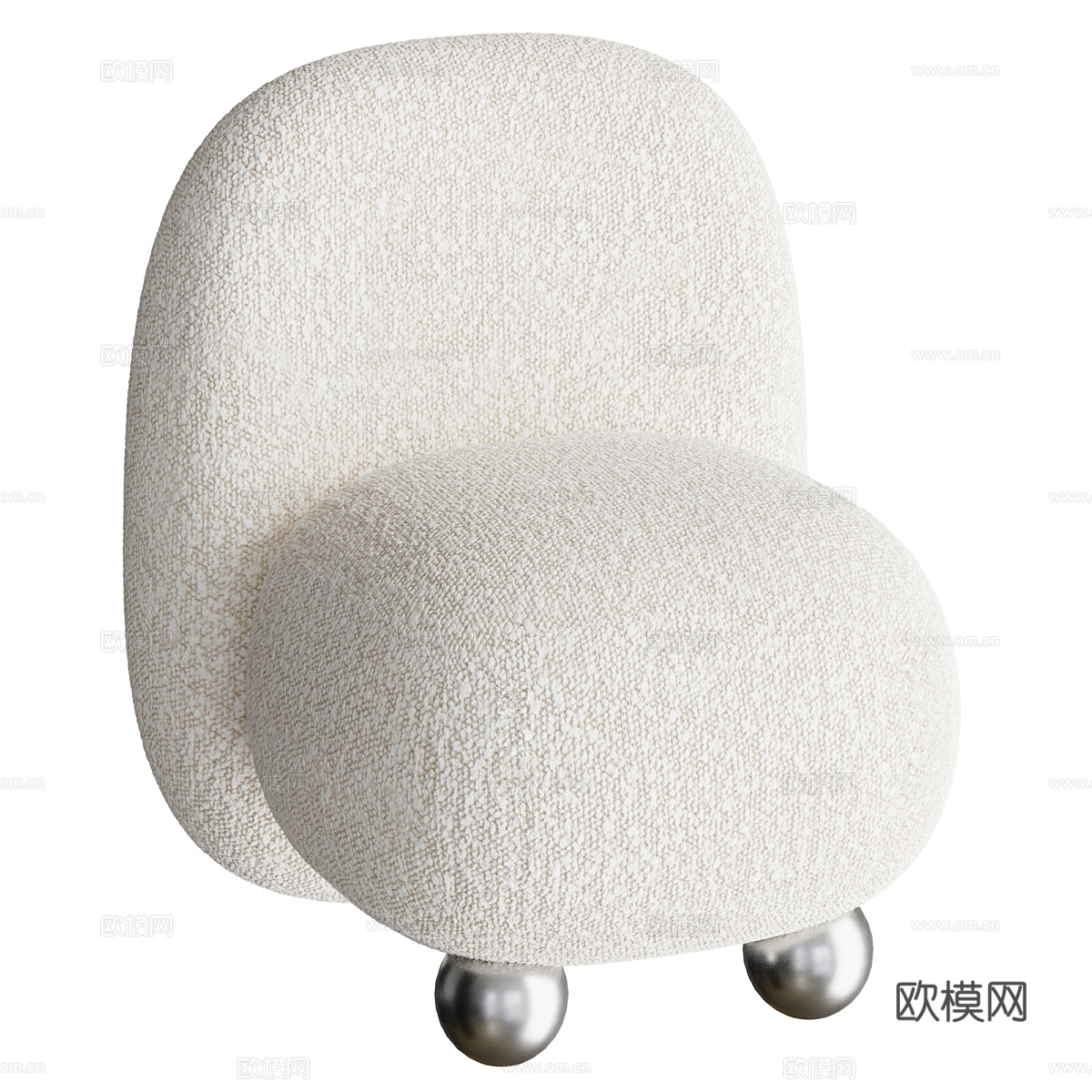 现代奶油风布艺沙发椅3d模型