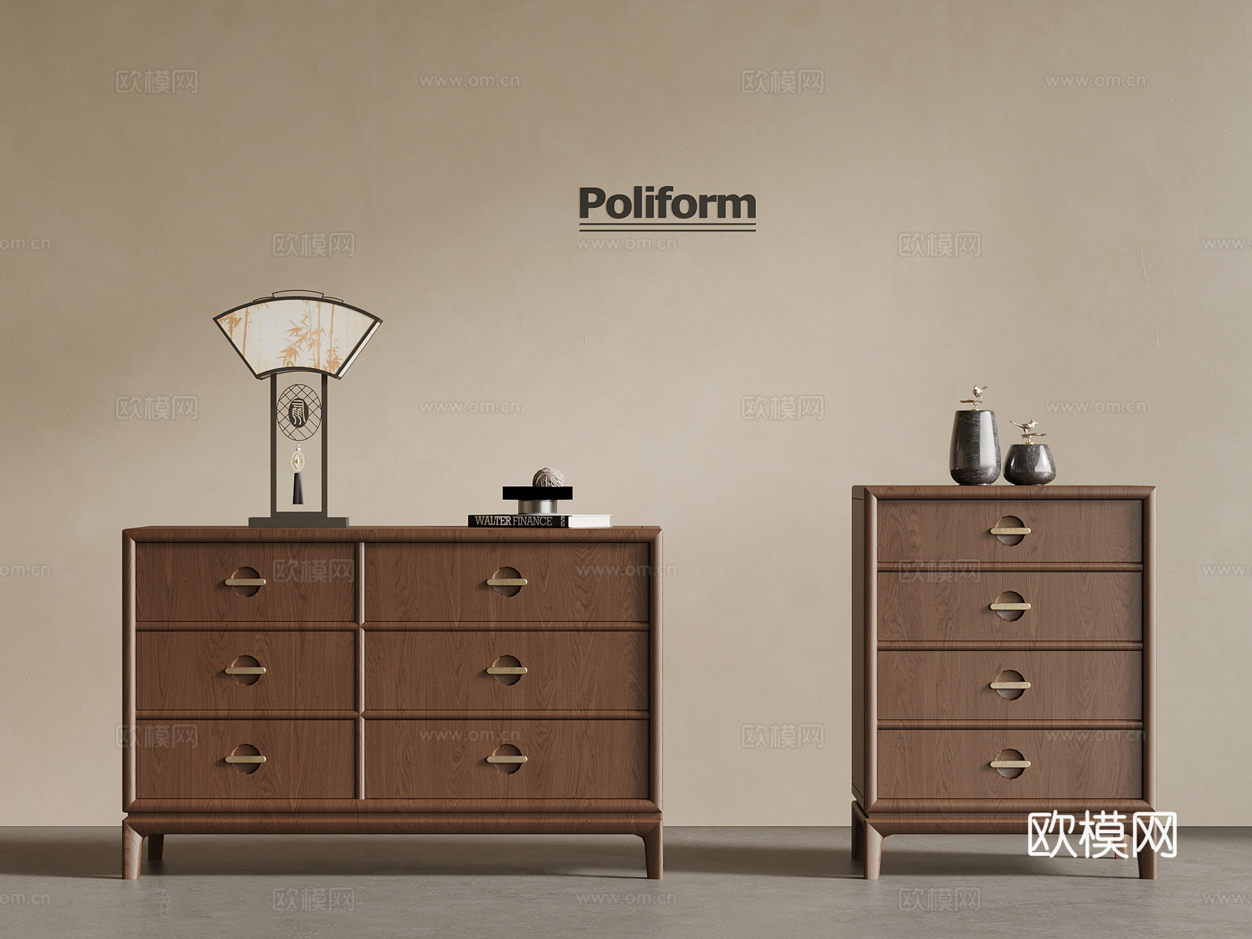 新中式边柜 实木边柜 斗柜3d模型