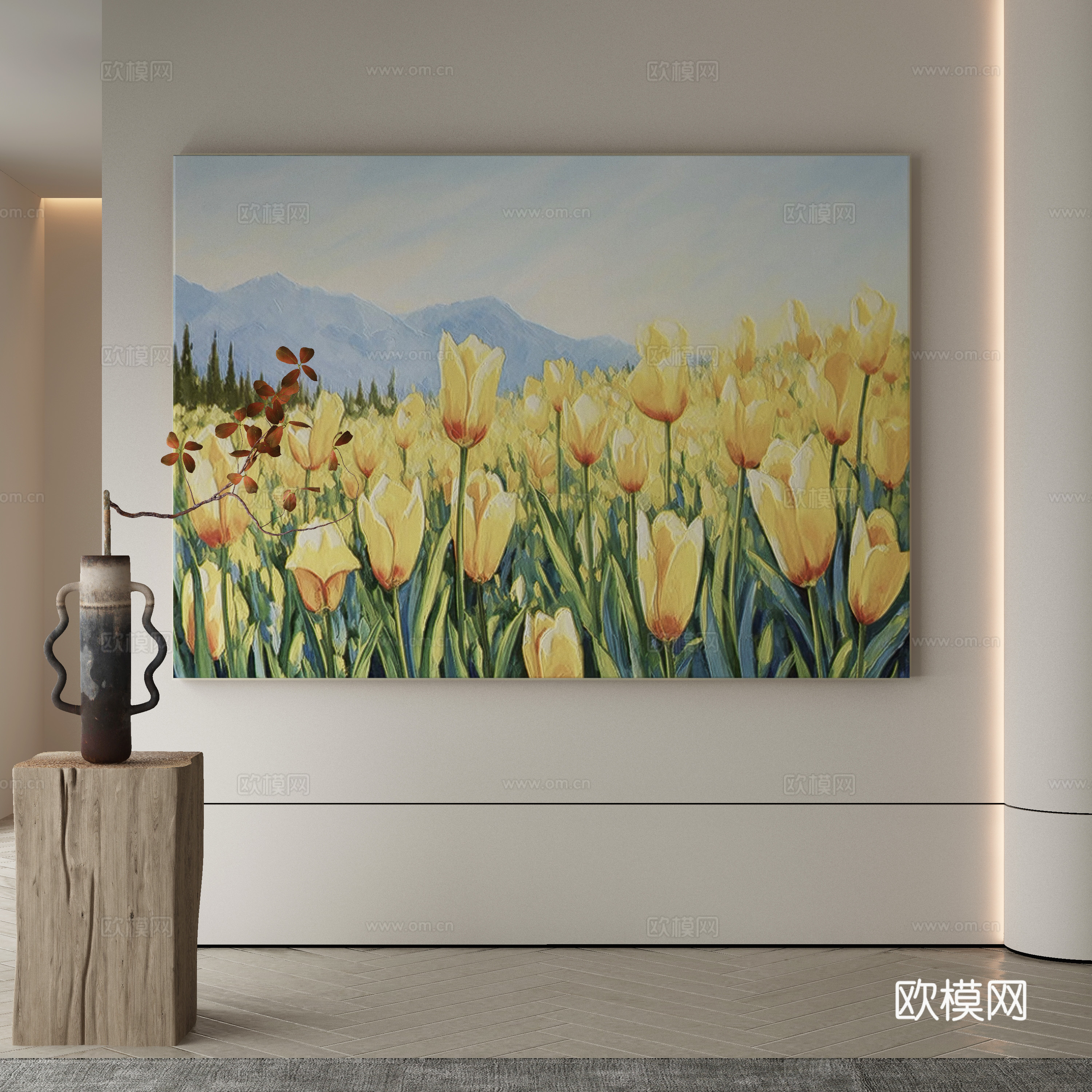 现代侘寂挂画 油画3d模型