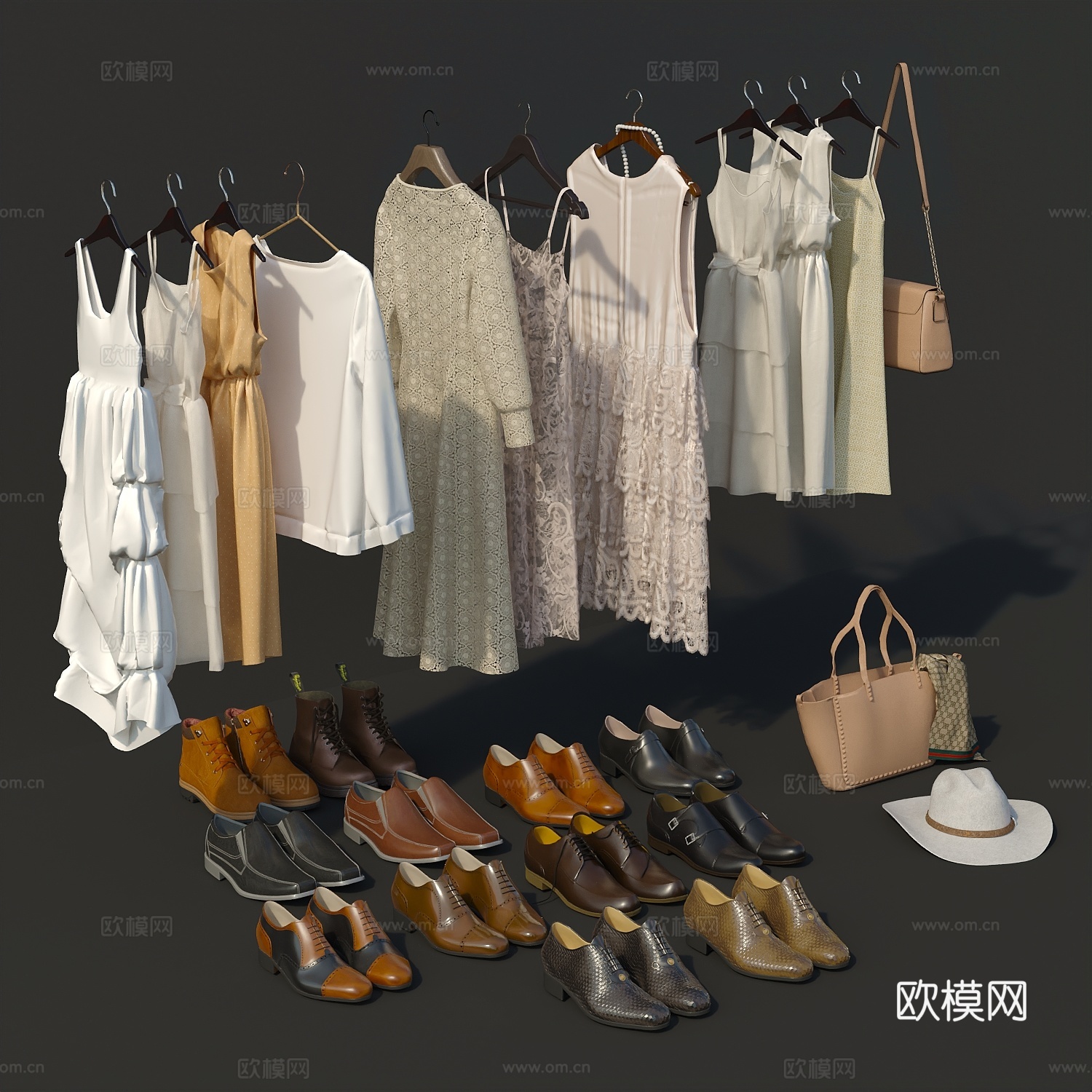 衣服鞋子包包名片包包女生衣服3d模型