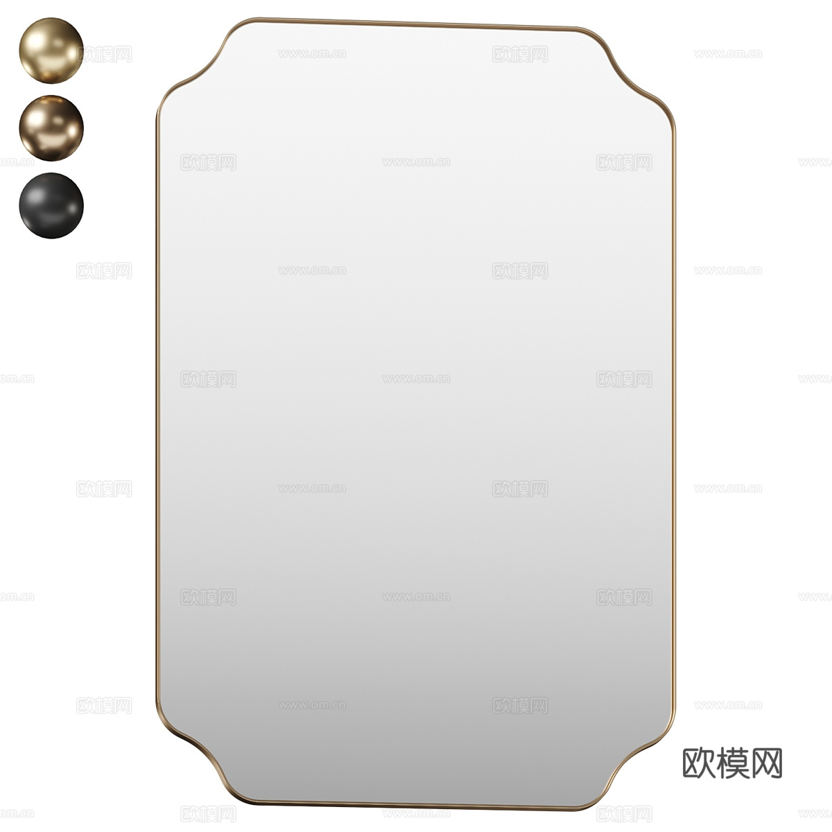 新中式轻奢装饰镜子3d模型