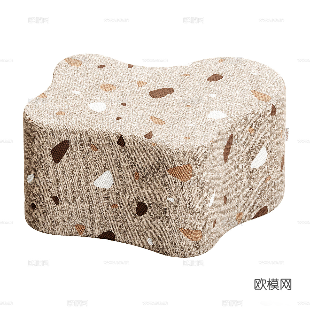 现代奶油风儿童布艺凳3d模型