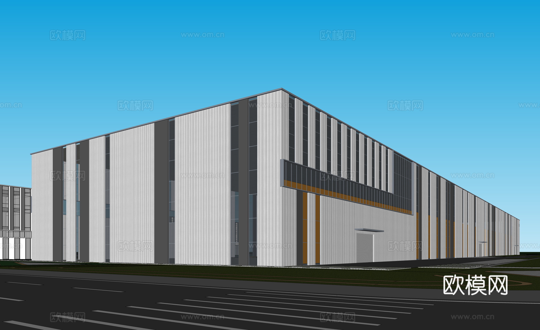 现代厂房  现代工业厂房 多层厂房 厂房建筑 现代简约厂房su模型