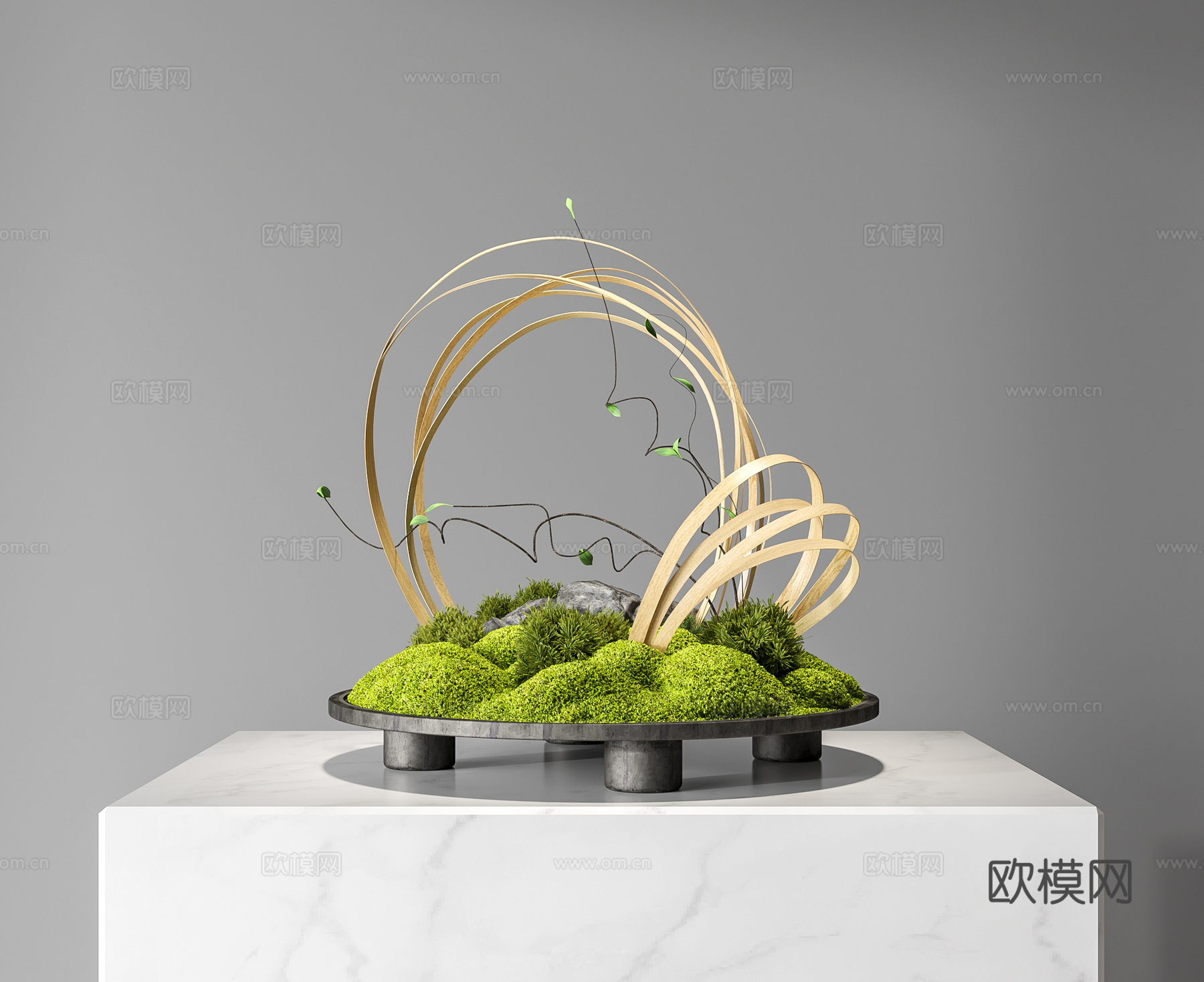苔藓花艺摆件 现代绿植摆件 苔藓盆景 植物装饰摆件3d模型