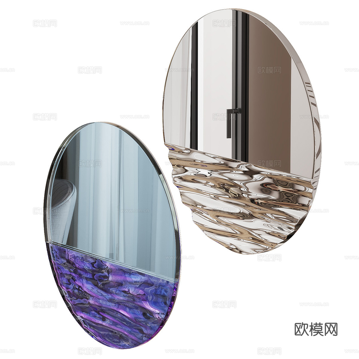 现代意式装饰圆镜3d模型