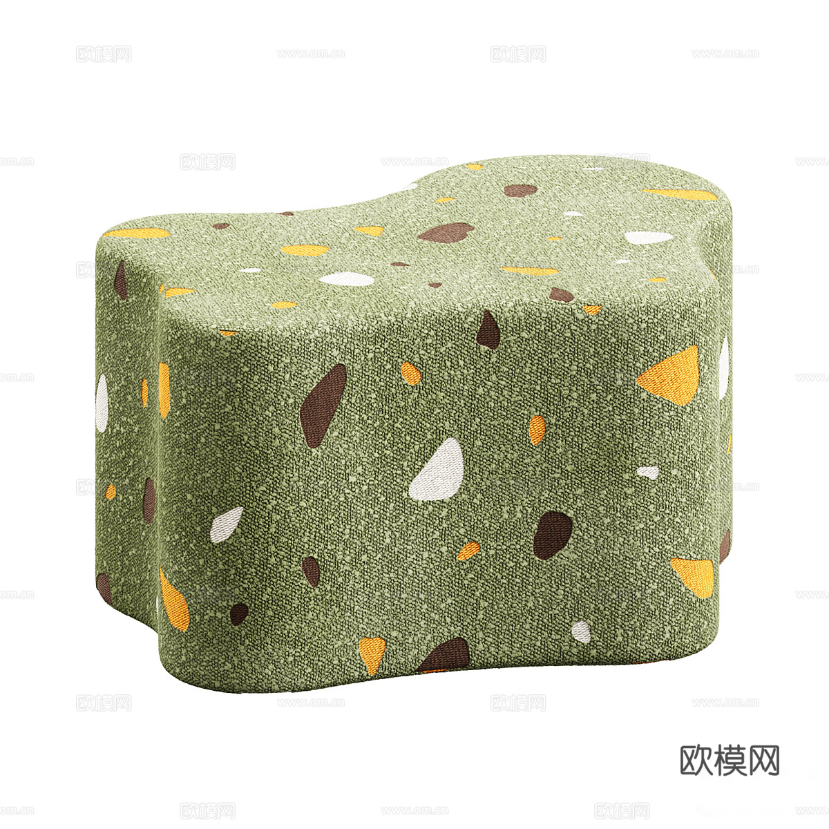 现代奶油风儿童布艺凳3d模型