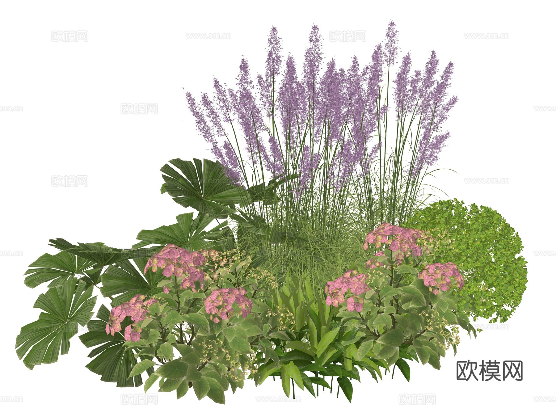 庭院植物花草 草花植物堆 公园户外景观地被花卉su模型