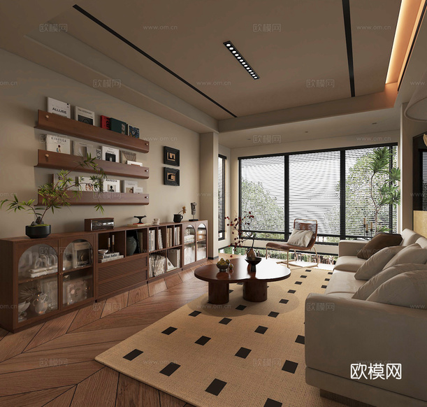 中古風客餐廳3d模型下載(渲染圖1)