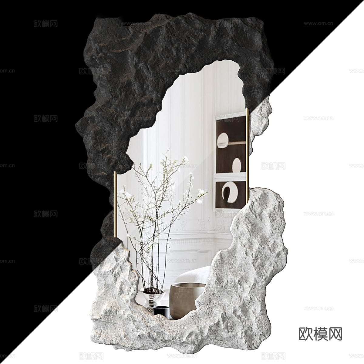 现代侘寂装饰镜子3d模型