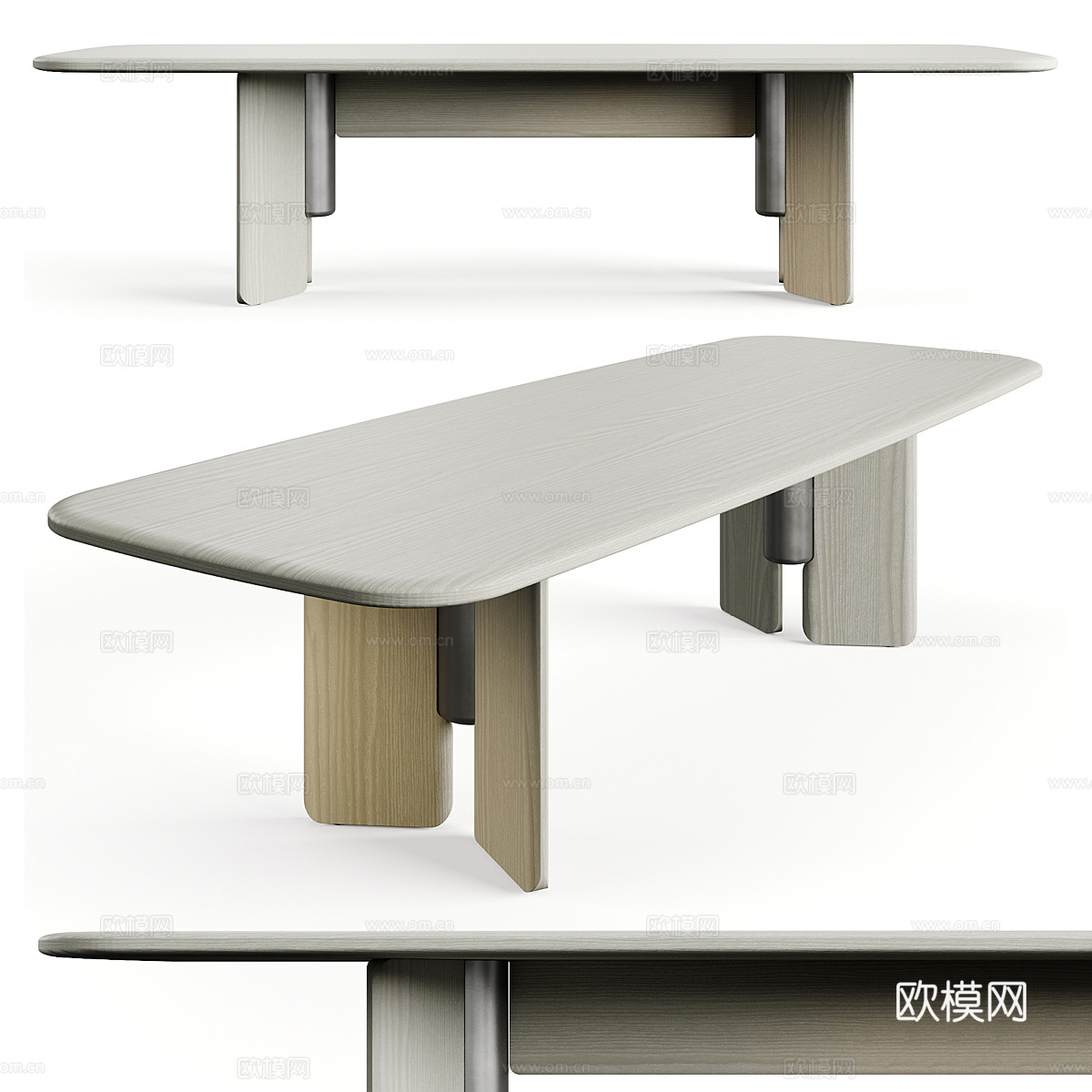 现代意式实木长餐桌3d模型
