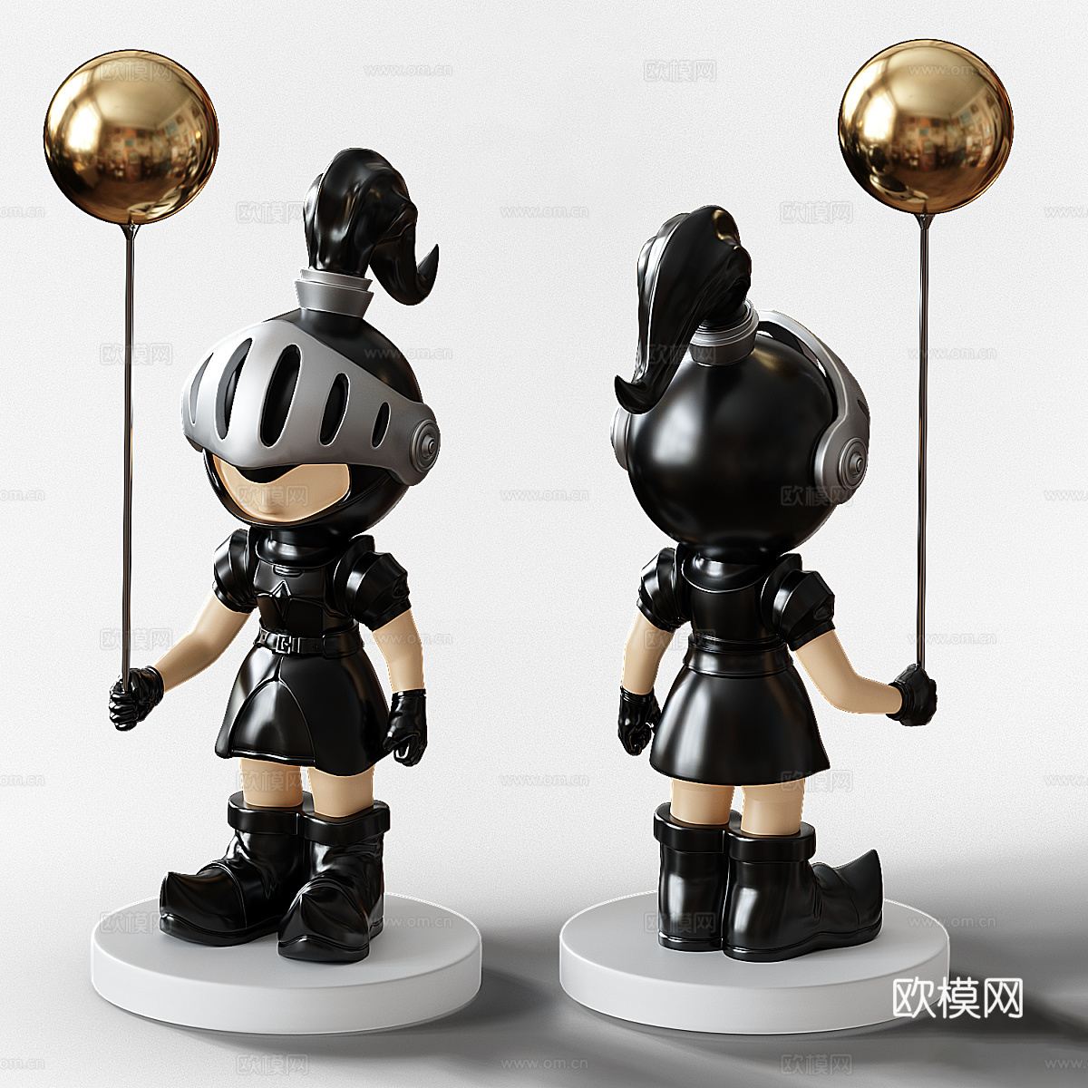 现代轻奢骑士雕塑3d模型