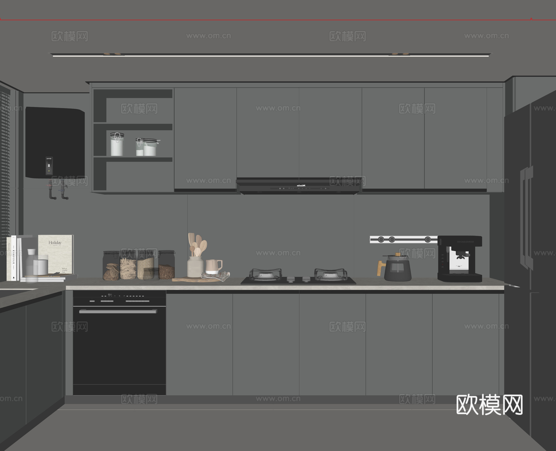 现代家居厨房su模型