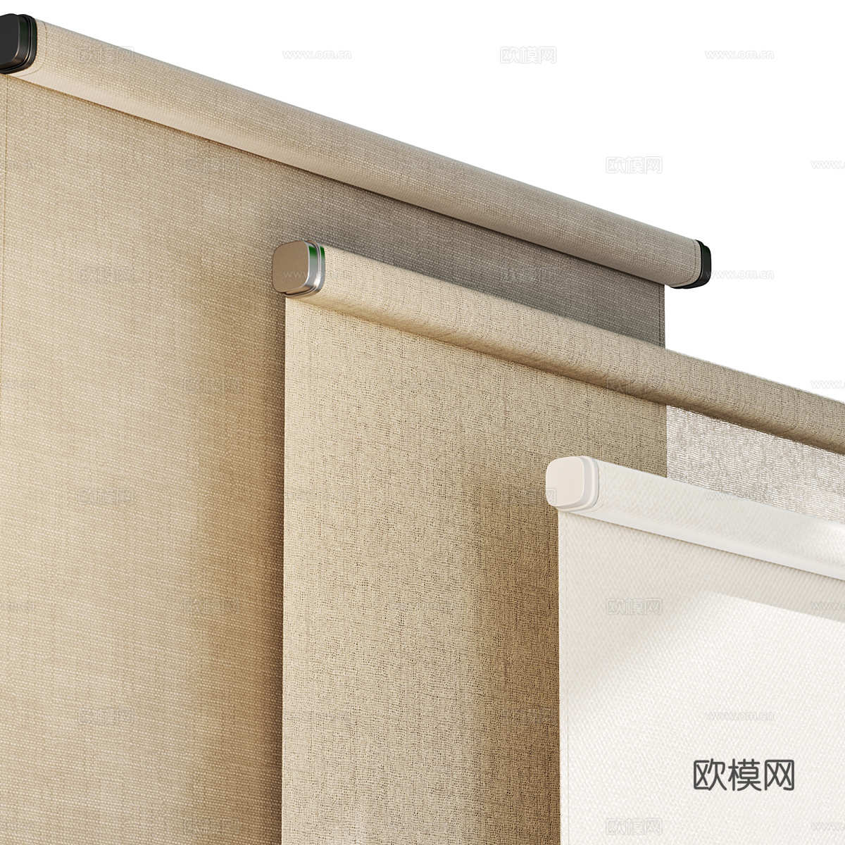 现代极简布艺卷帘3d模型