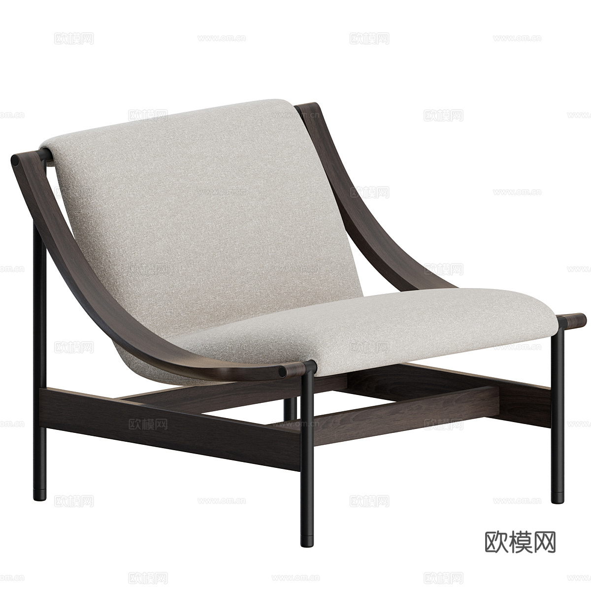 现代艺术布艺皮革扶手椅3d模型