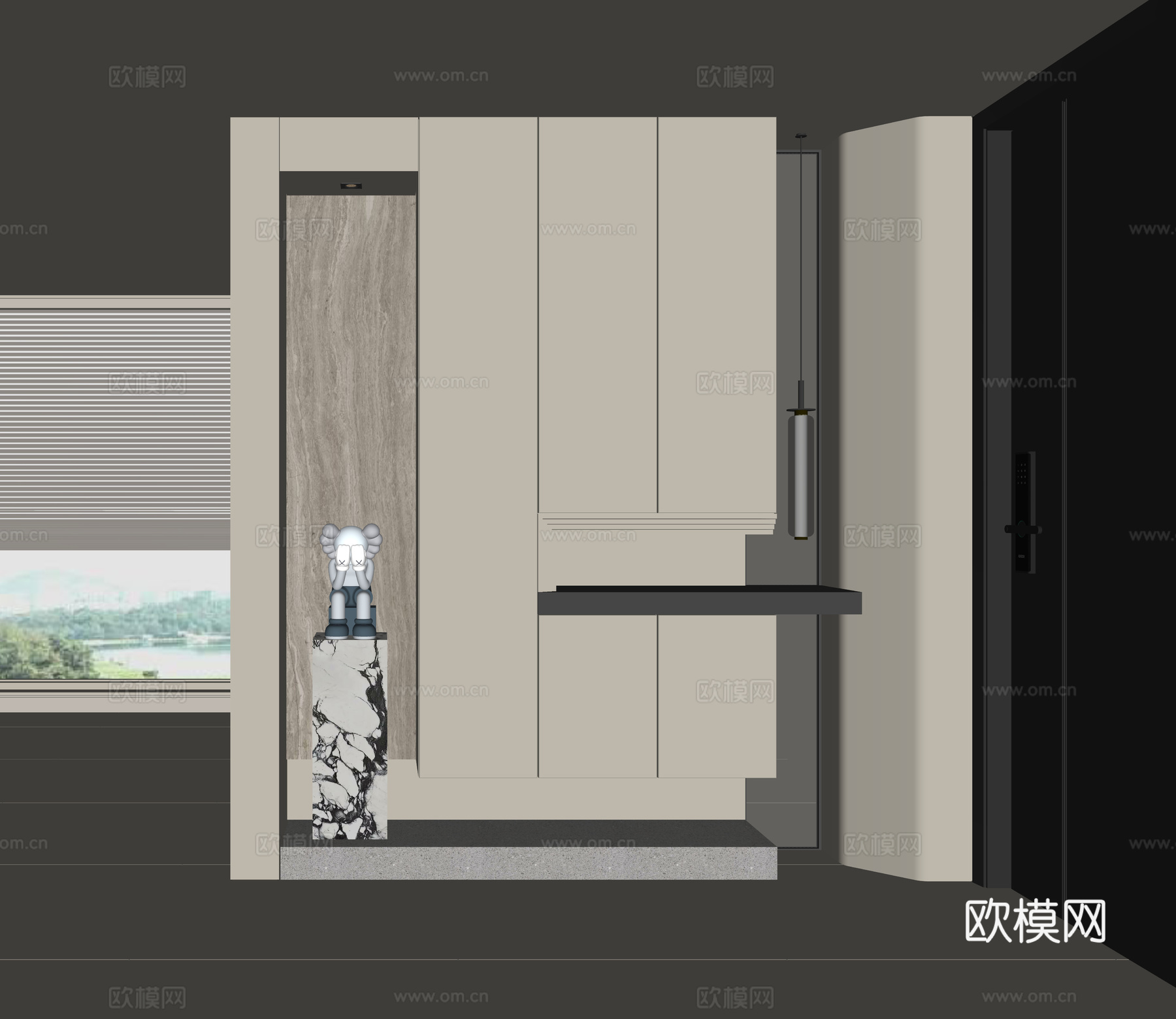 现代入户鞋柜su模型