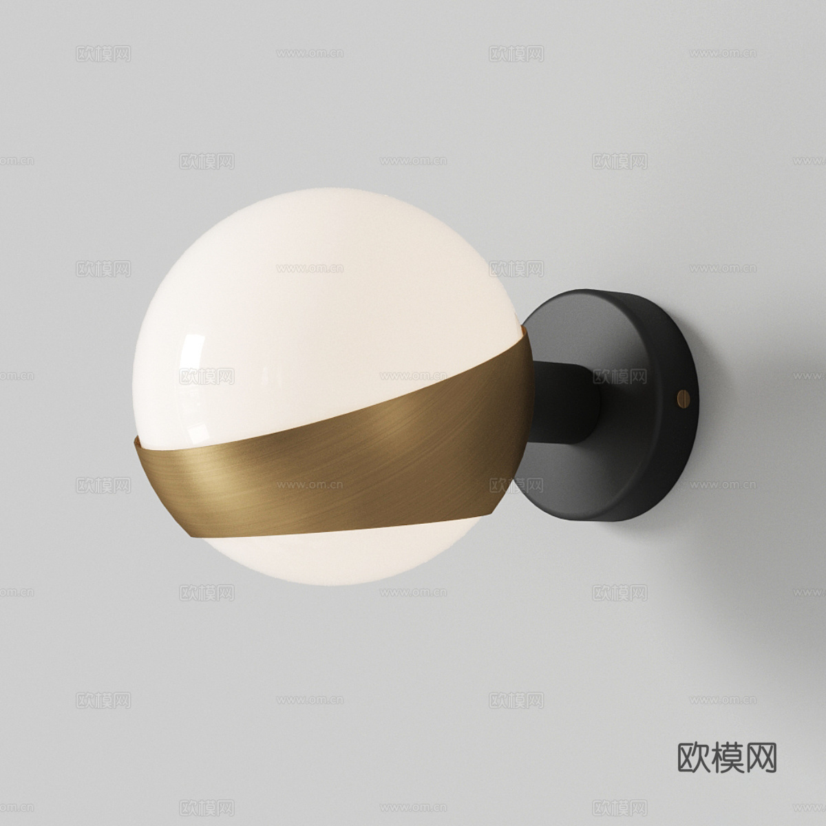 现代意式球形玻璃壁灯3d模型