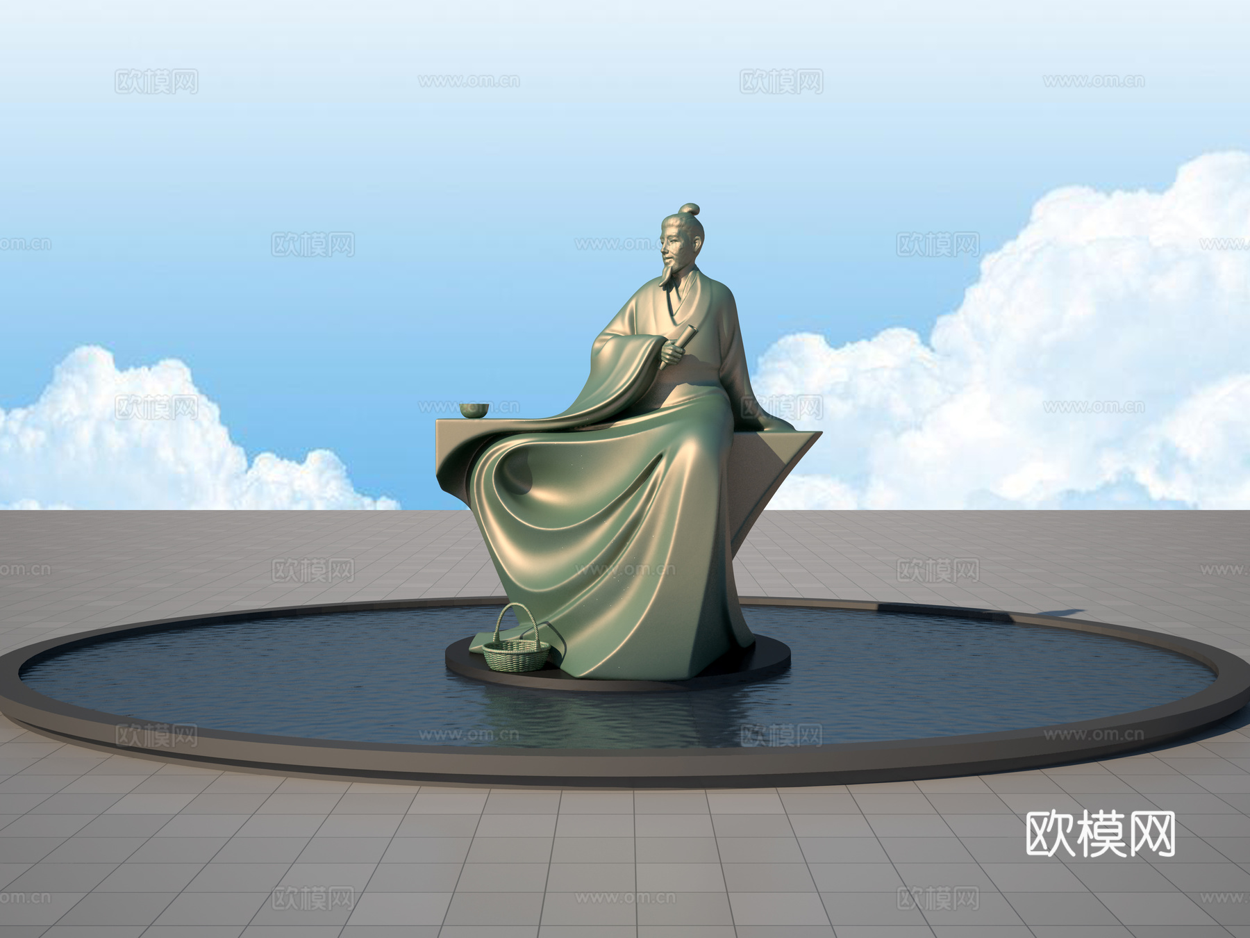 古代人物雕塑3d模型