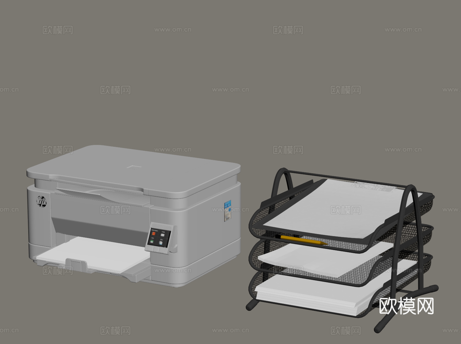 打印机 置物架 办公用品su模型