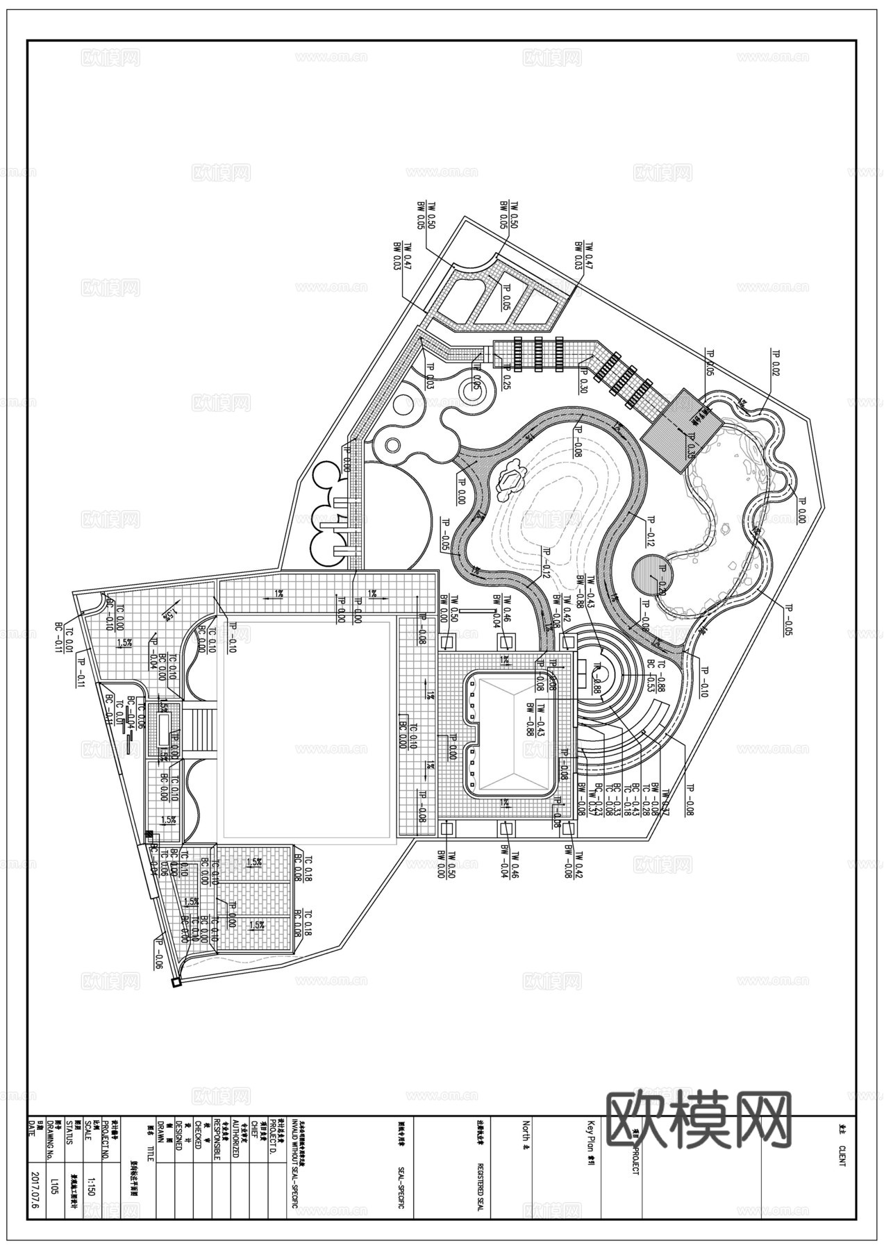 新中式庭院花园cad施工图