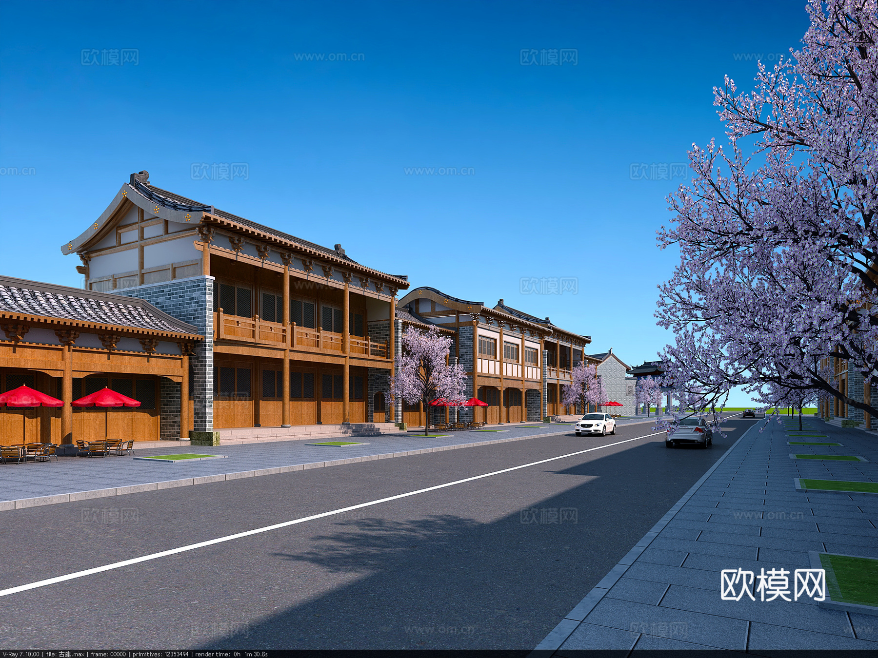 古建 小镇 古镇 民宿 中式建筑 牌坊 斗拱 商业街3d模型