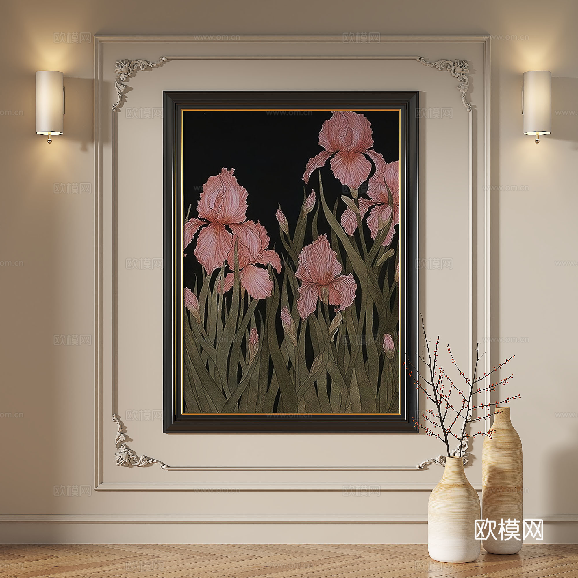 法式，简欧，复古，中古，简约，轻奢，抽象，装饰画3d模型