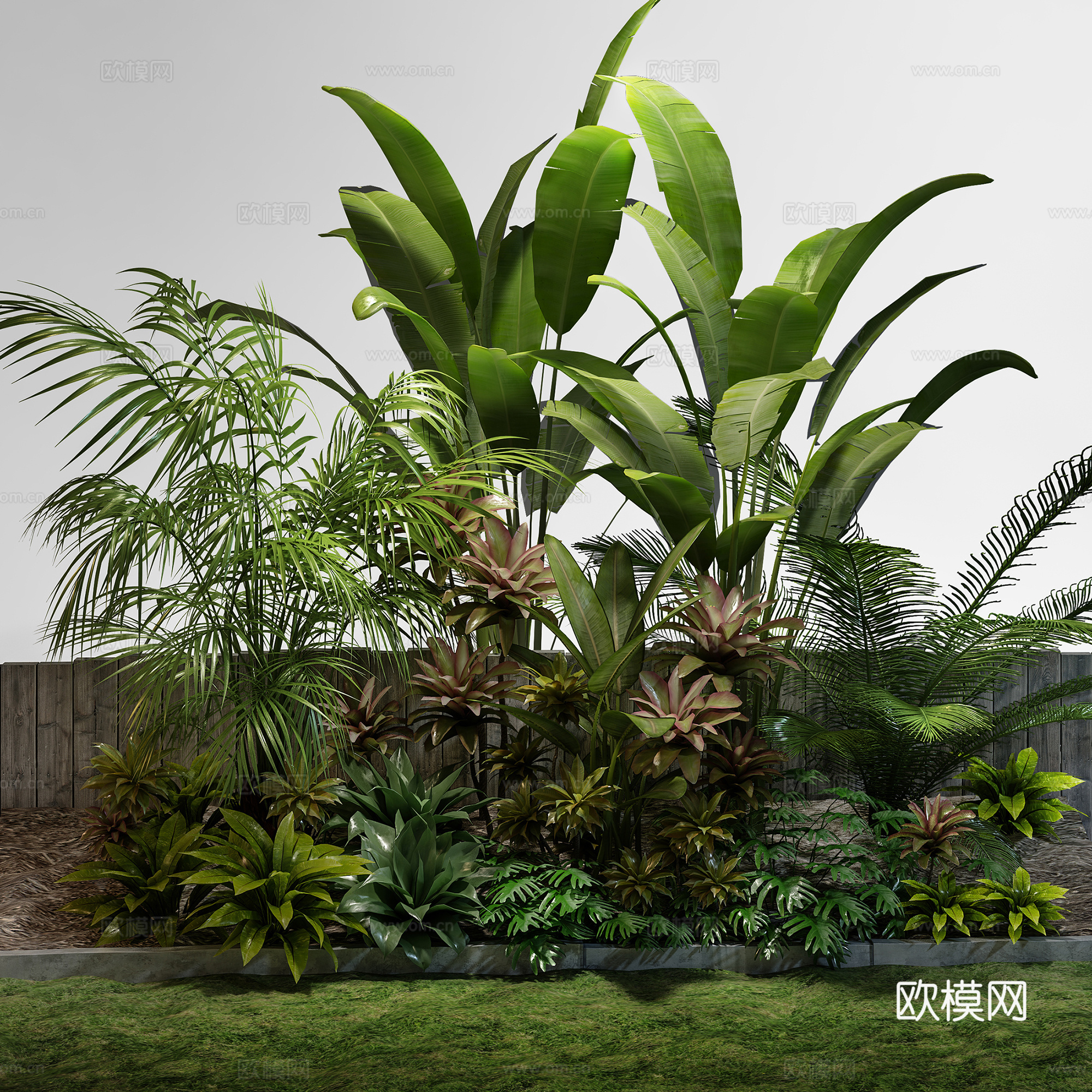 现代植物堆 室外绿植  土培绿植3d模型