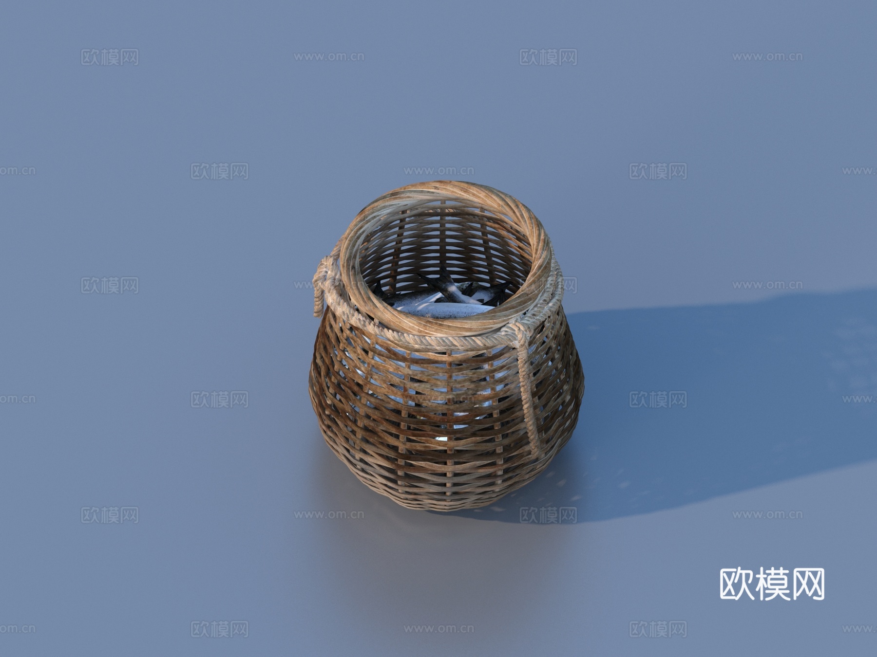 鱼 鱼篓 渔具 编织容器3d模型