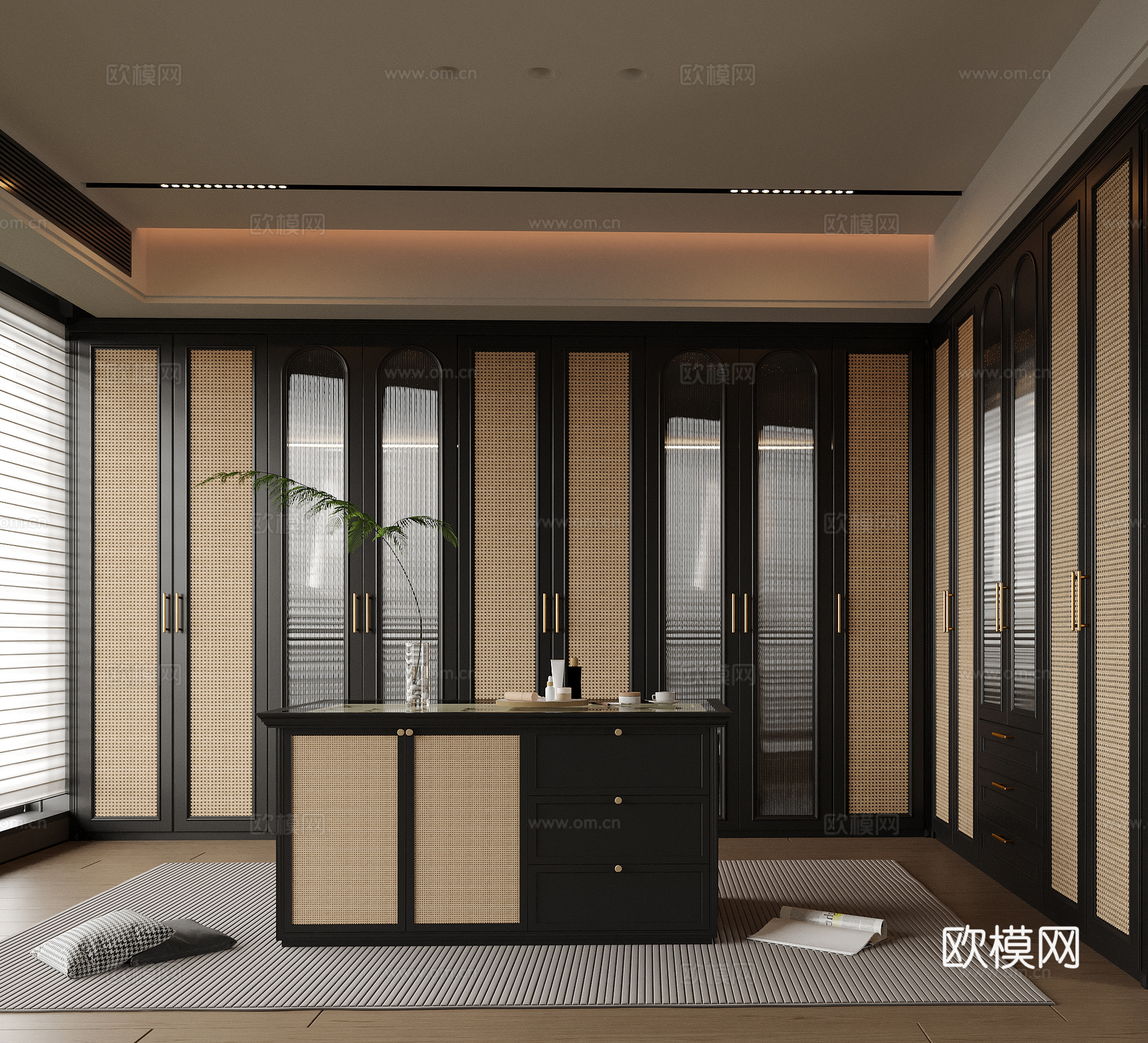 现代岛台衣帽间 衣柜3d模型