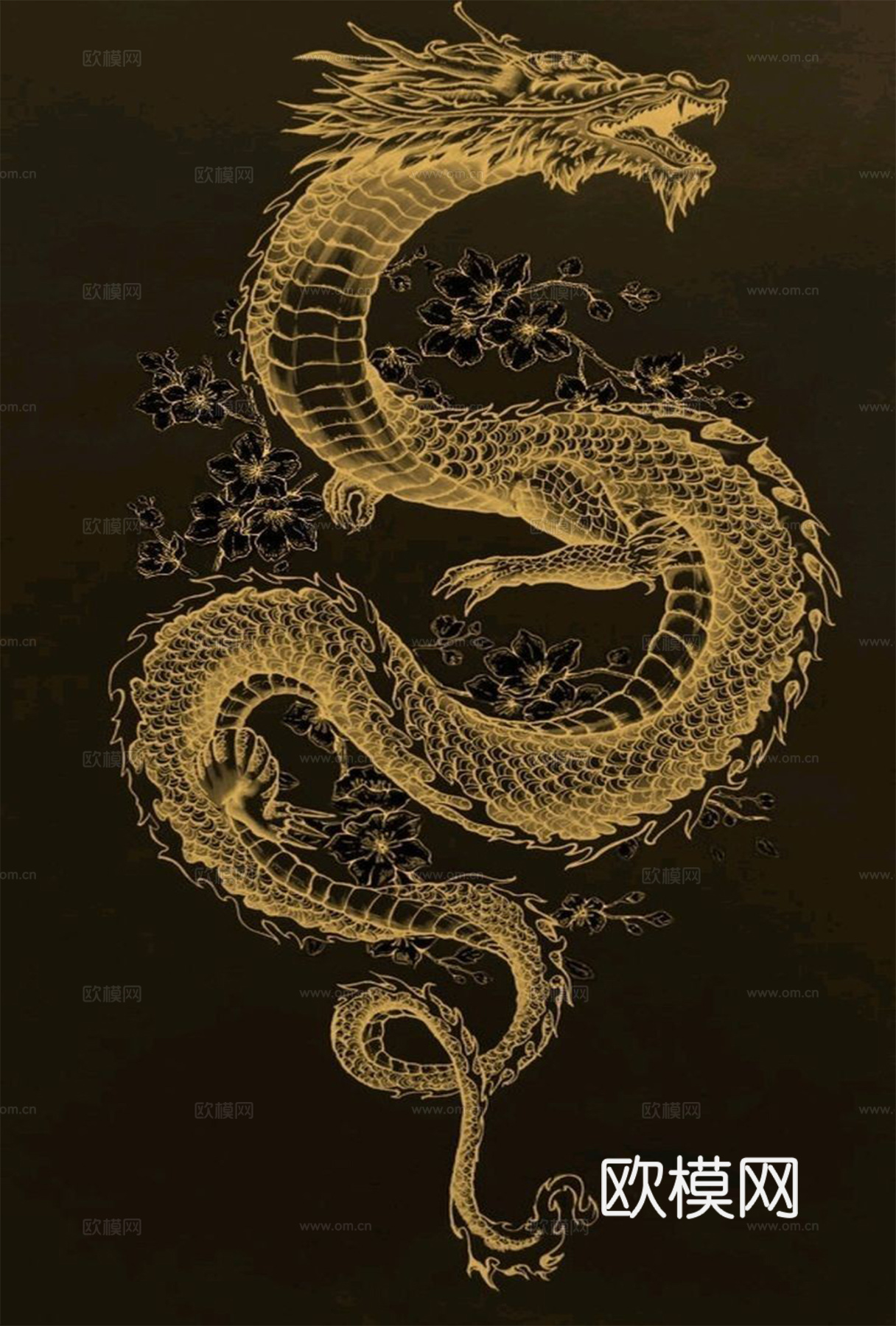 中式祥云纹龙图