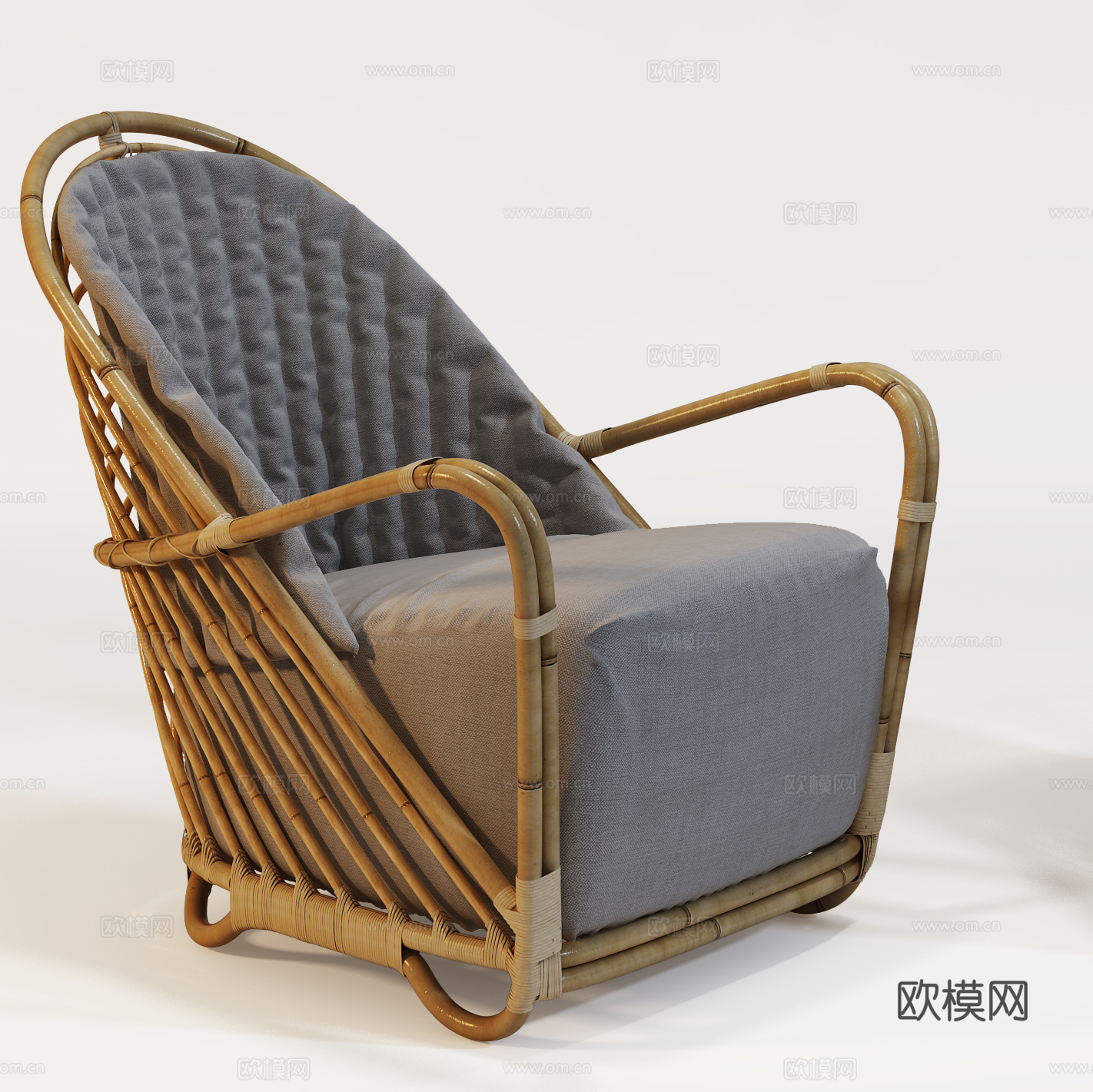现代户外休闲椅  竹编单椅3d模型