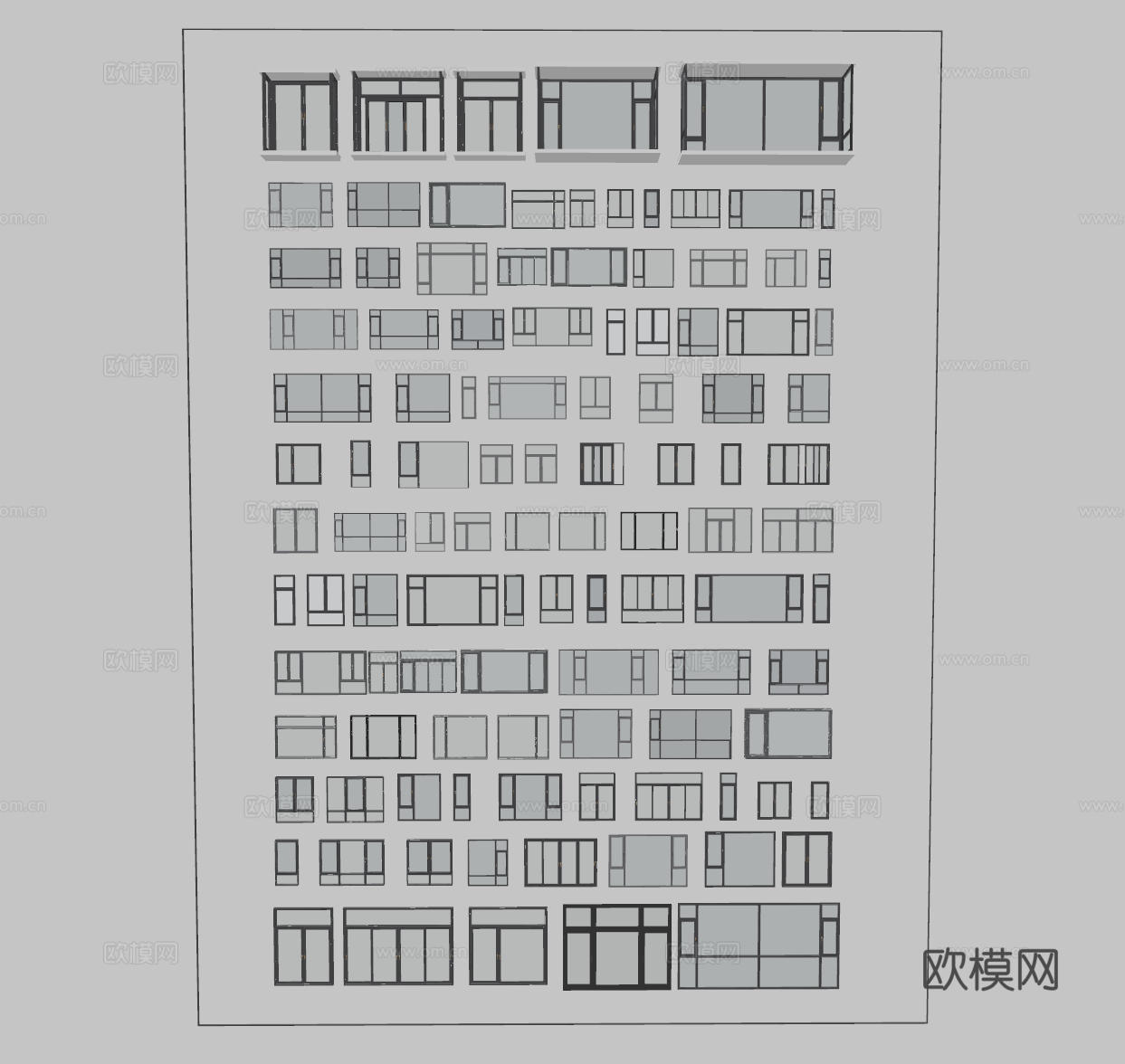 现代窗户组合 窗户玻璃窗 落地窗阳台窗 飘窗卧室窗 推拉窗su模型