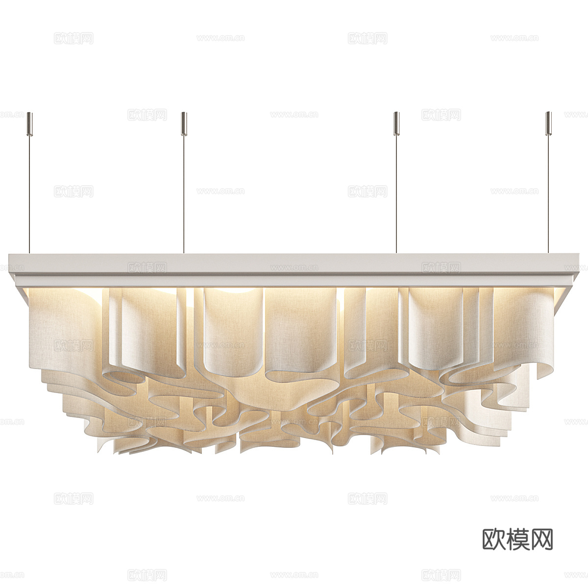 新中式轻奢布艺波浪吊顶3d模型
