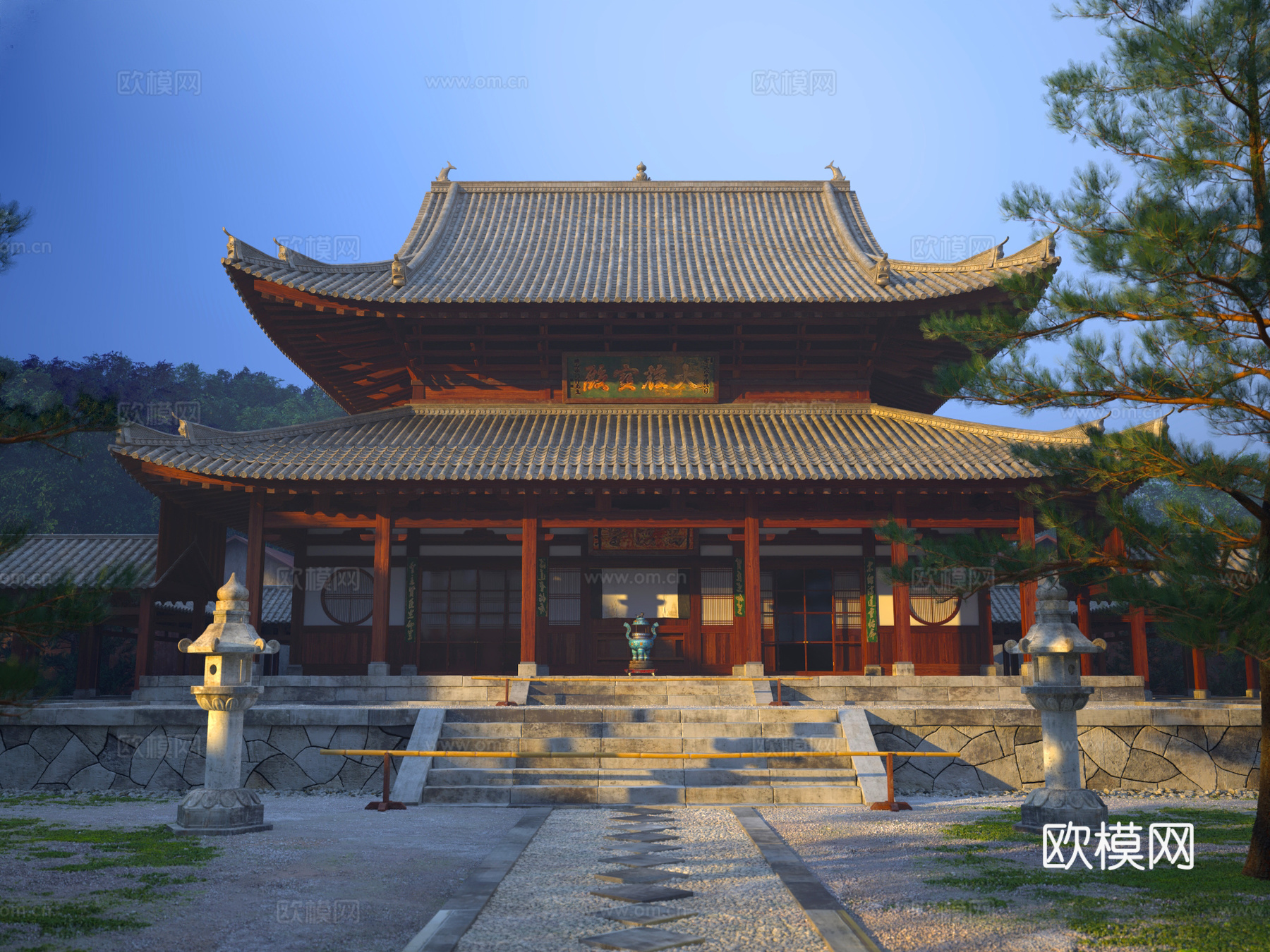 古建 中式建筑 寺庙 庙宇 大雄宝殿3d模型