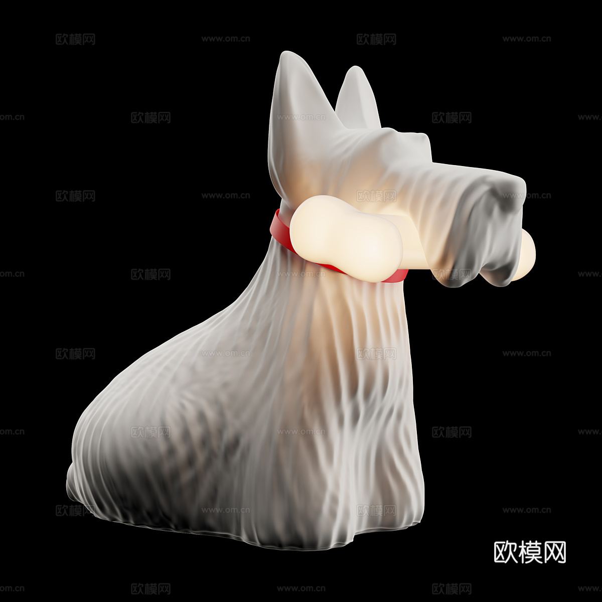 现代宠物狗装饰台灯3d模型