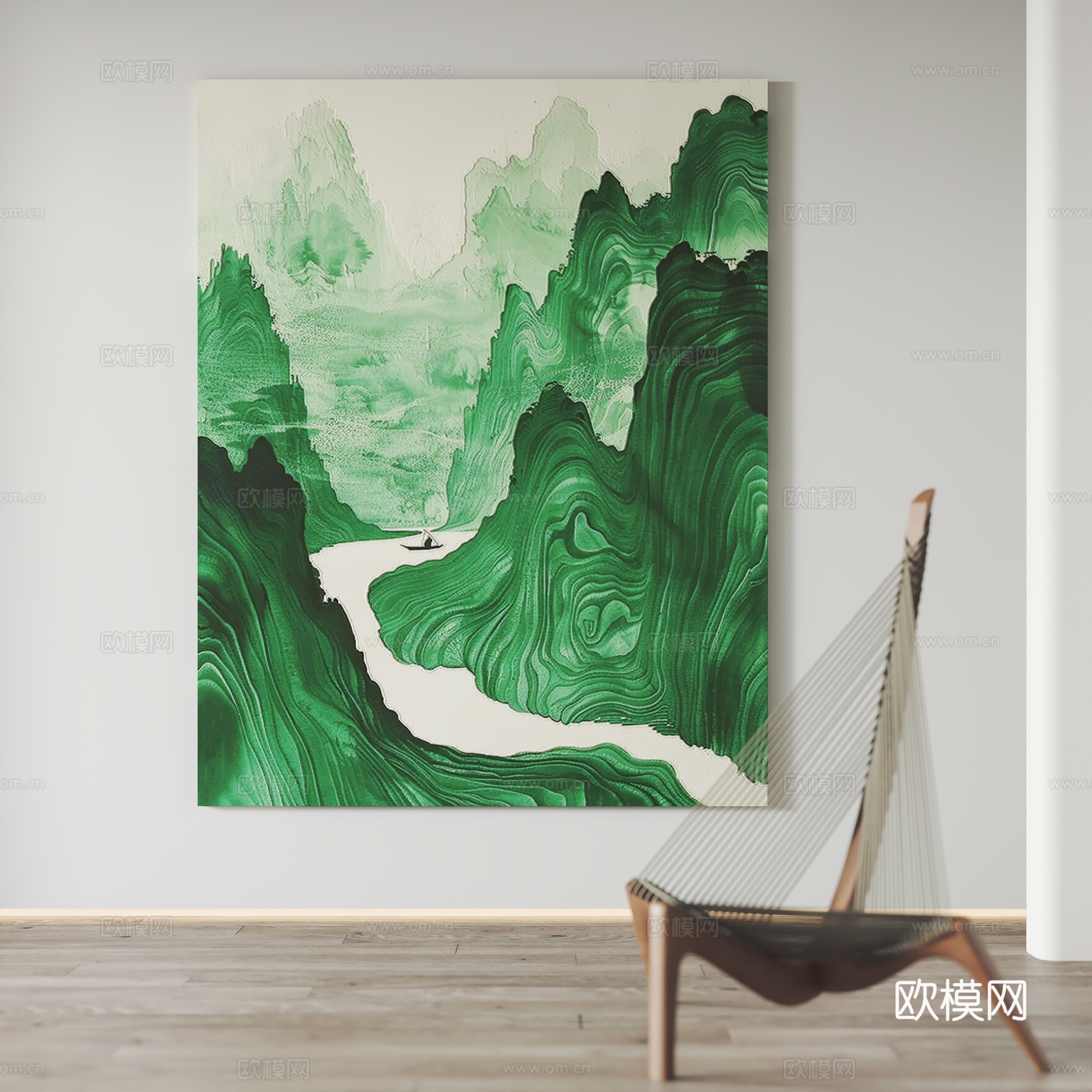 新中式挂画 装饰画 休闲椅3d模型