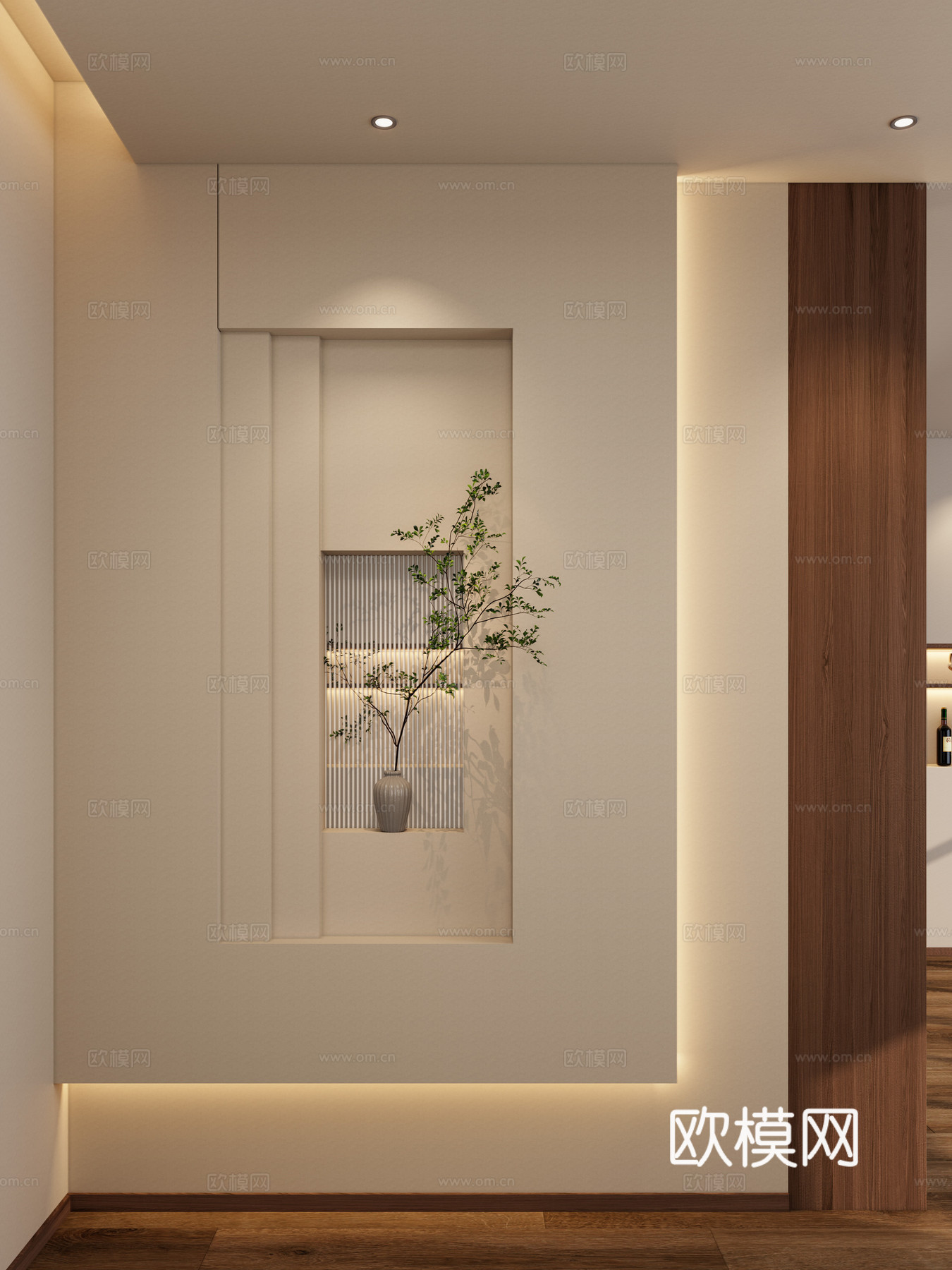 意式 中古风 斯卡帕叠级 透景 隔断 餐边柜 玄关3d模型