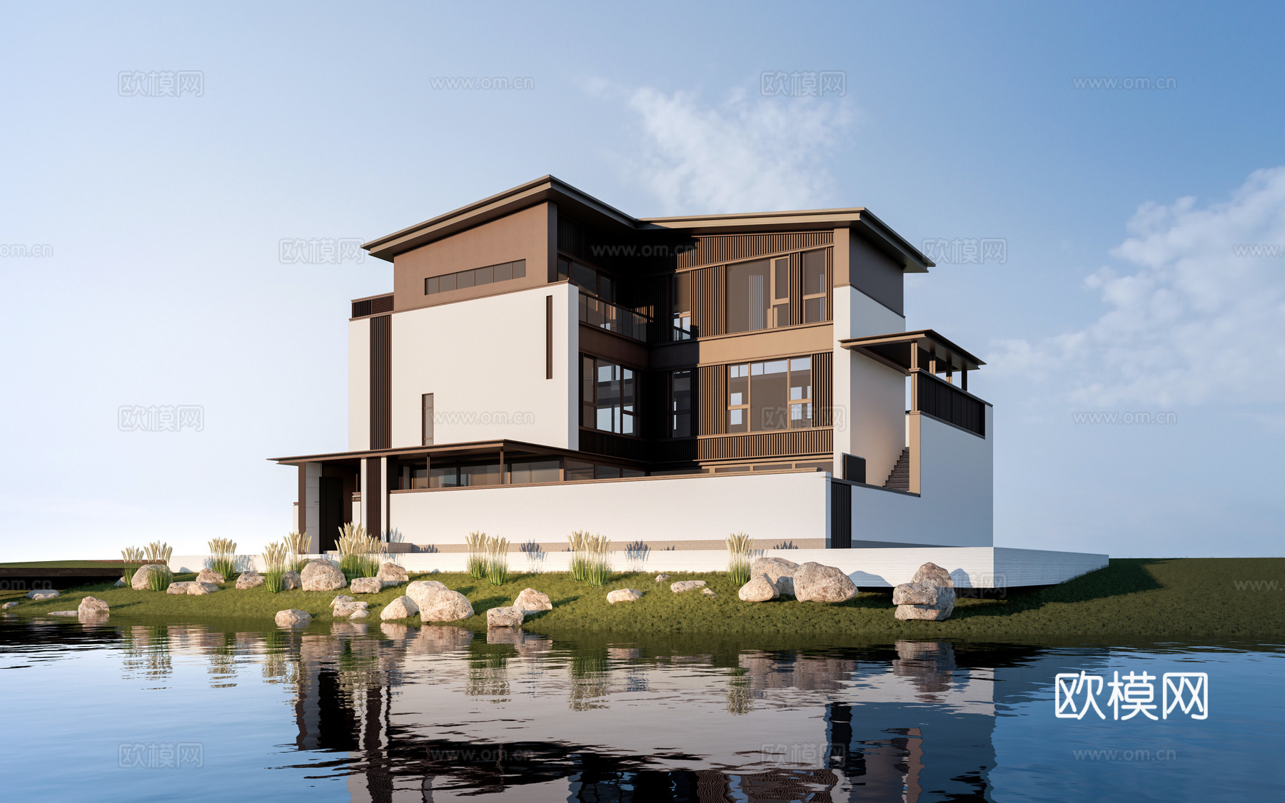 现代独栋别墅 乡村别墅 乡村自建房su模型