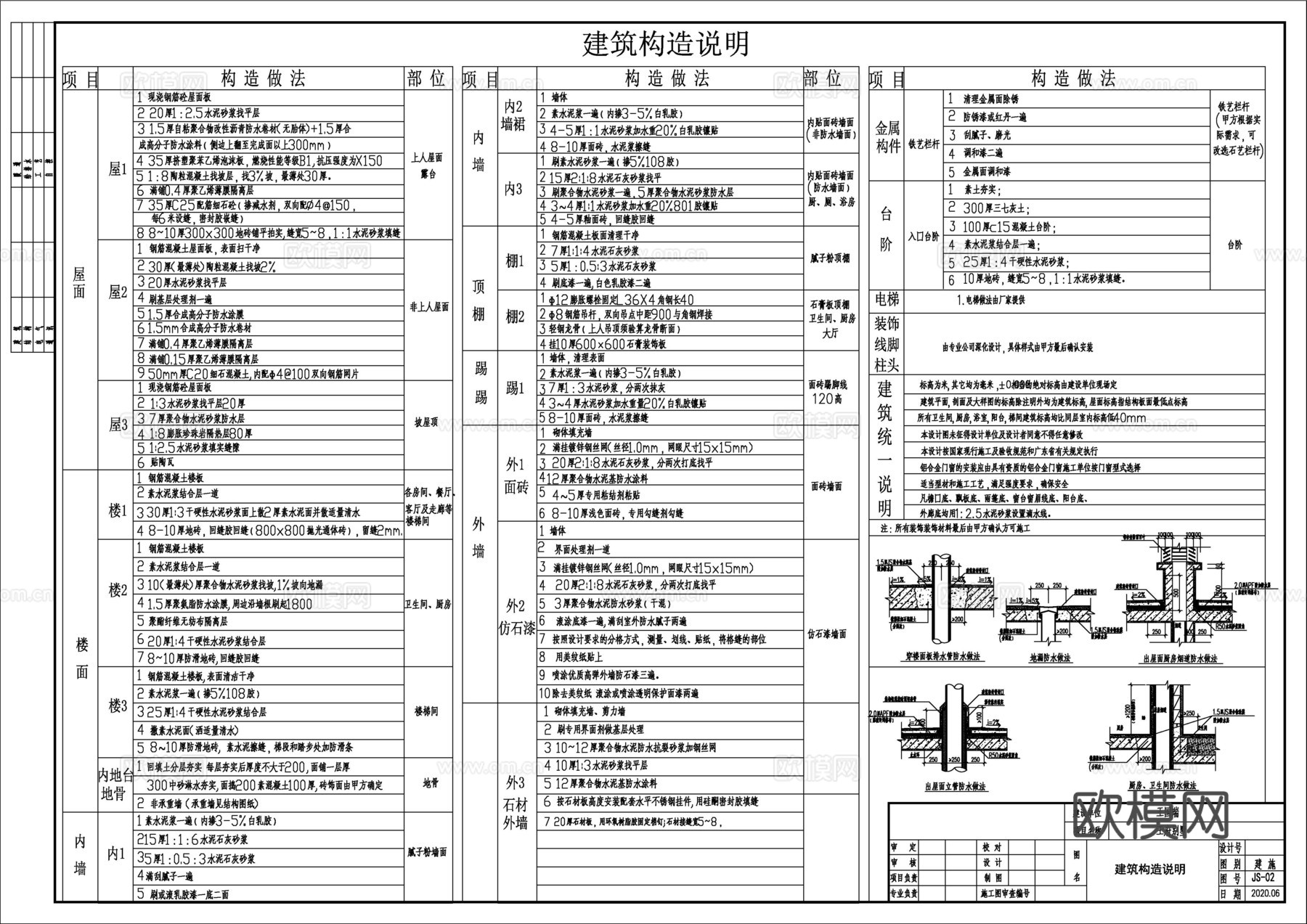 现代新中式四层别墅建筑 现代四层自建房建筑 现代四层农村住宅cad施工图