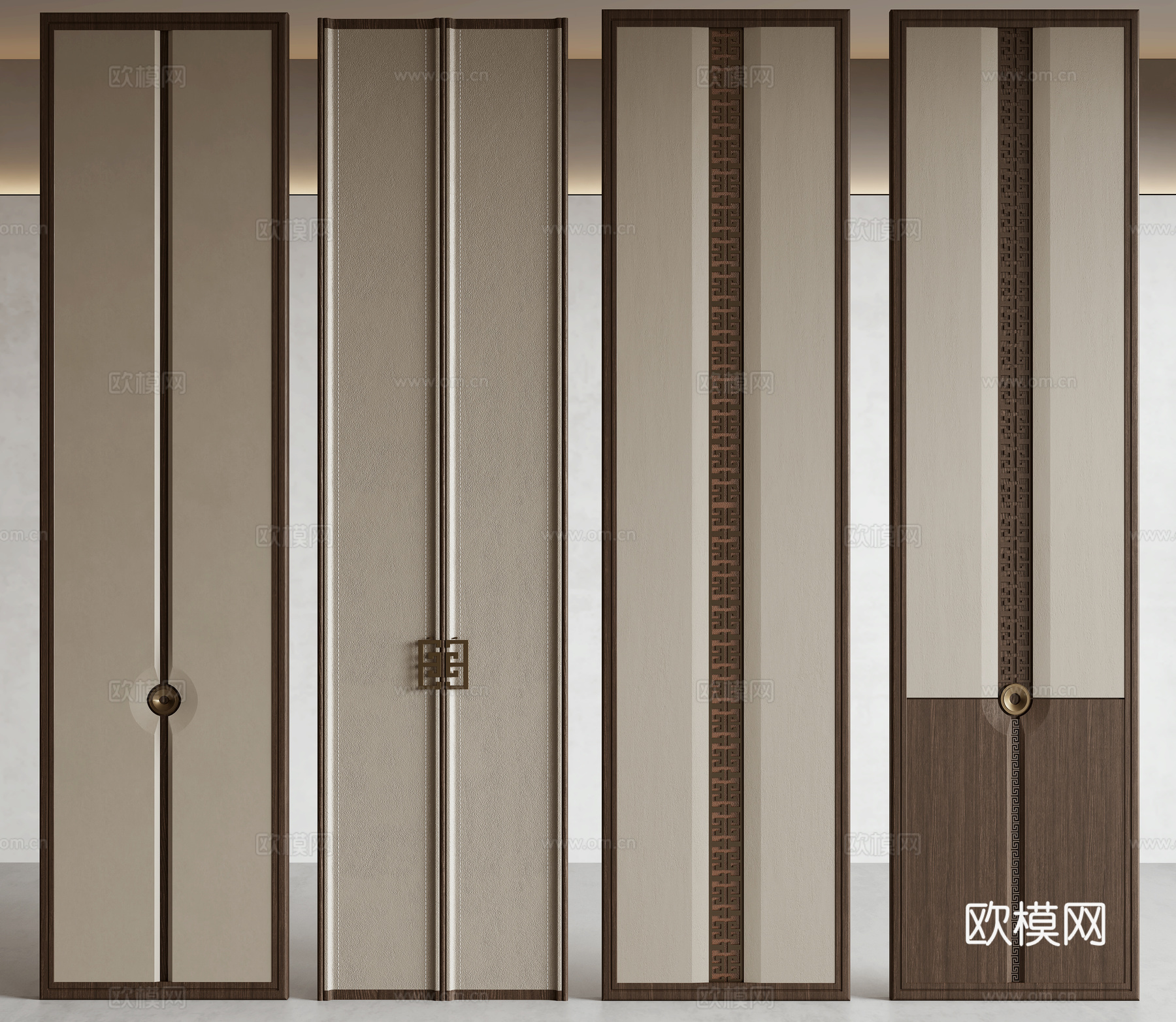 新中式护墙板3d模型