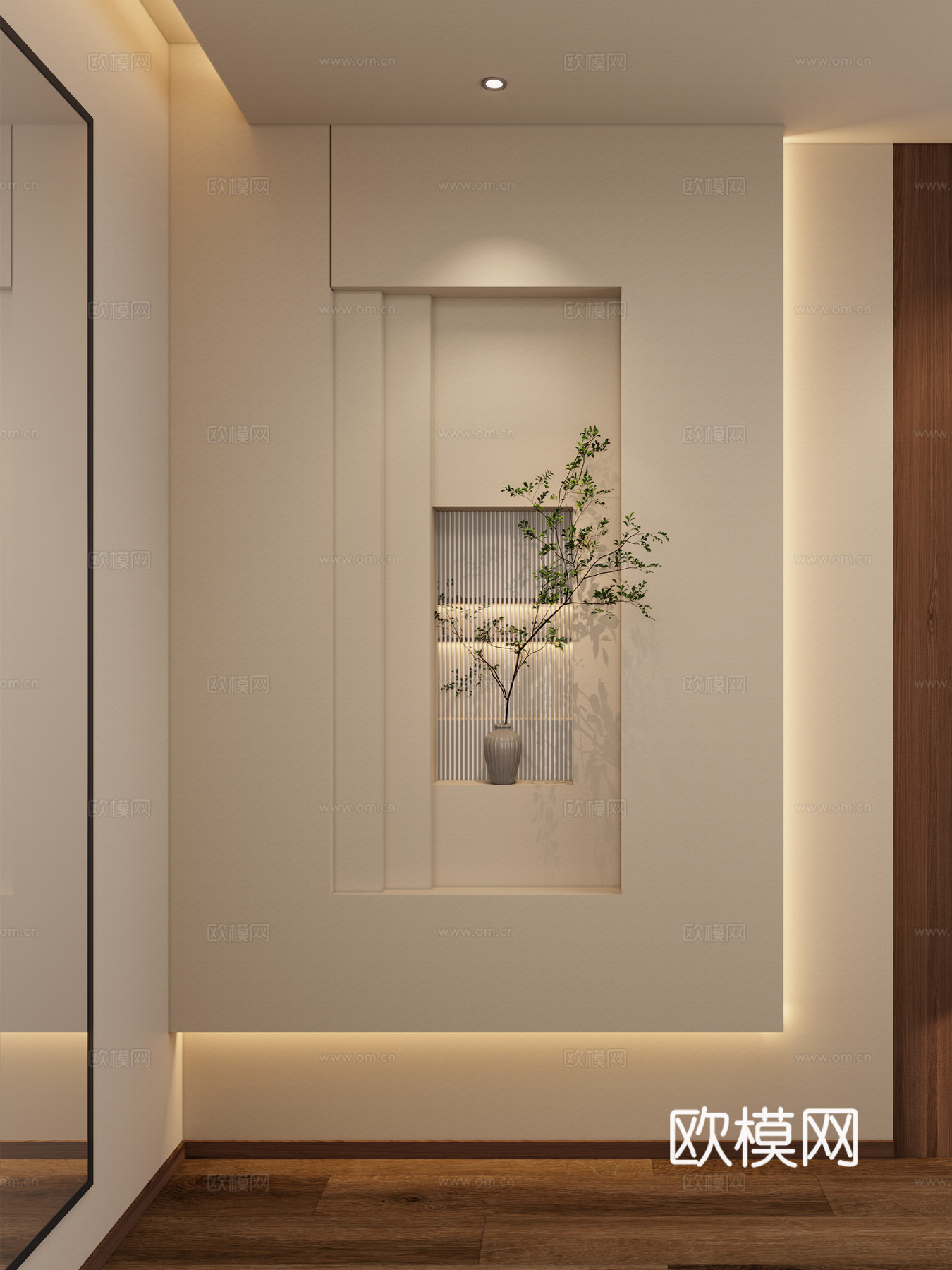 意式 中古风 斯卡帕叠级 透景 隔断 餐边柜 玄关3d模型