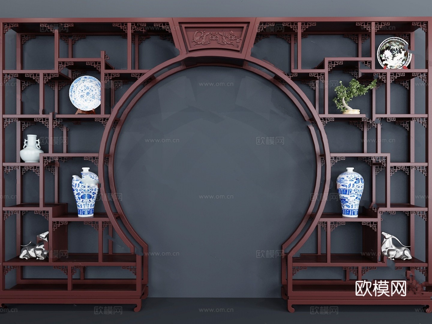 中式博古架模型3d模型