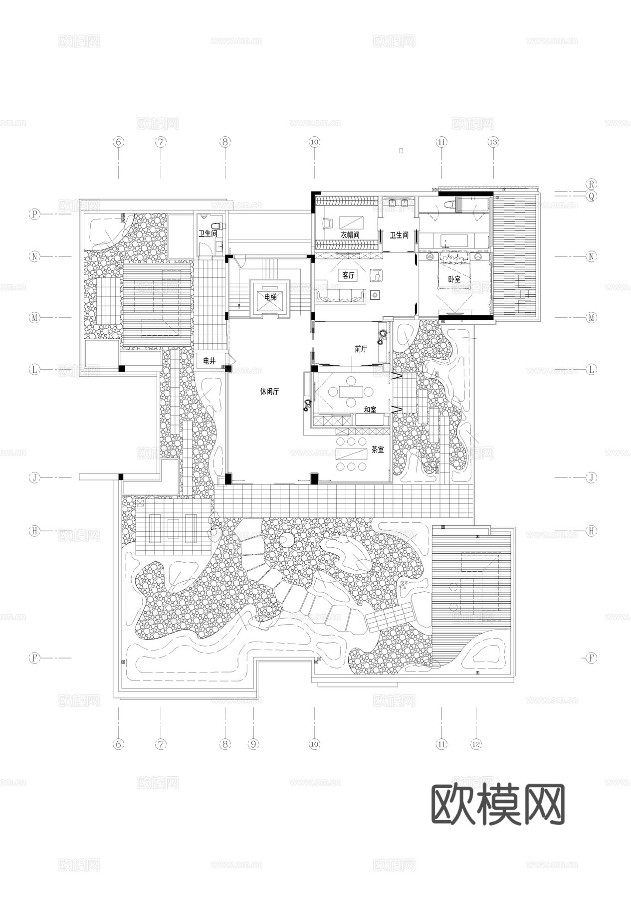 新中式庭院花园cad施工图