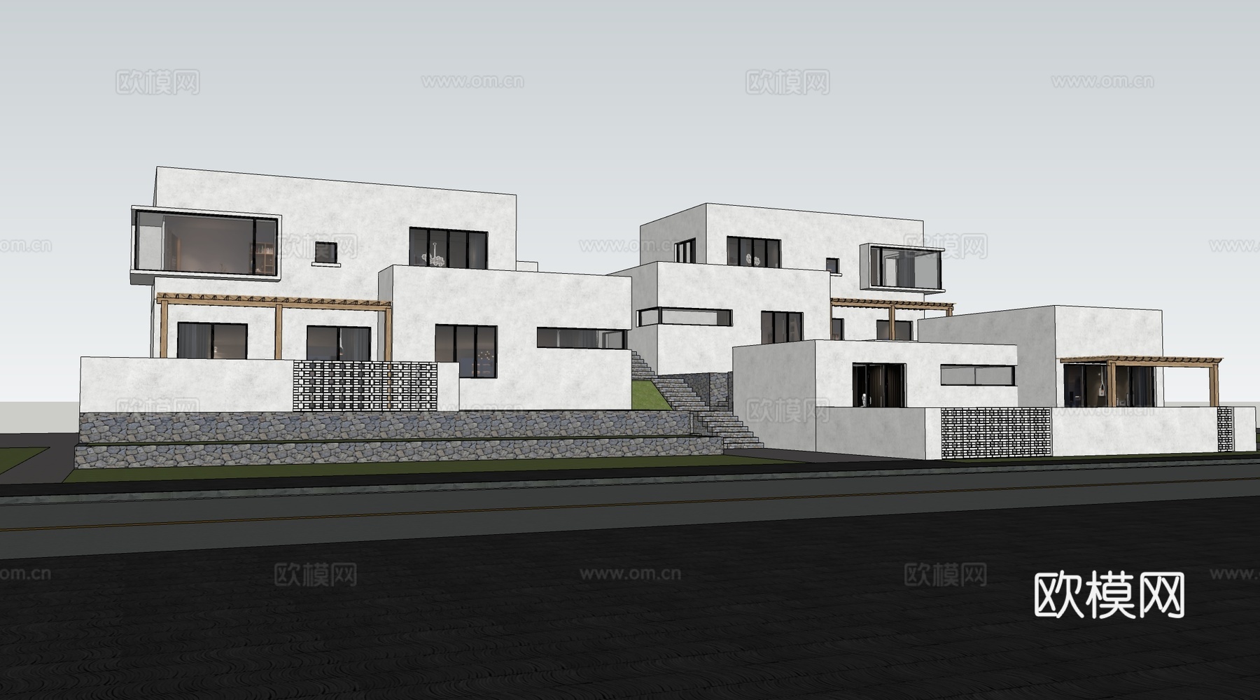 现代别墅建筑 乡村别墅 自建房建筑 独栋别墅su模型